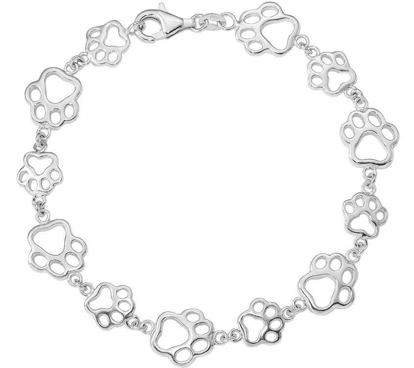 Paw Print Bracelet Silver - QVC.com