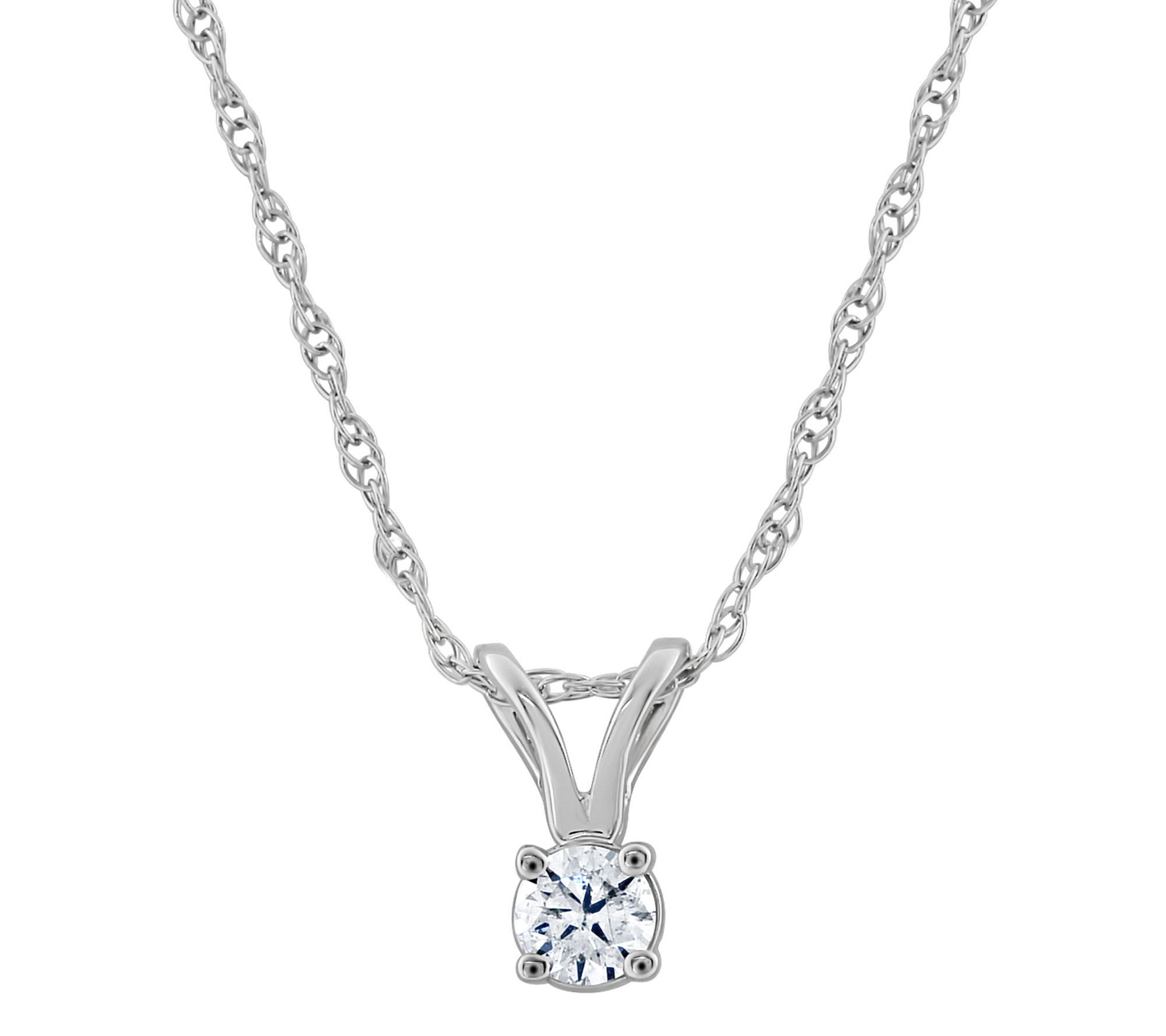 Affinity 14K 1/10 cttw Round Diamond Pendant w/Chain