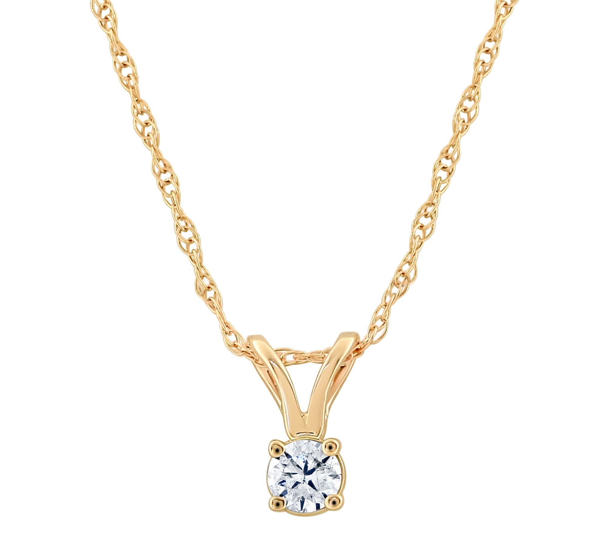 Affinity 14K 1/10 cttw Round Diamond Pendant w/Chain