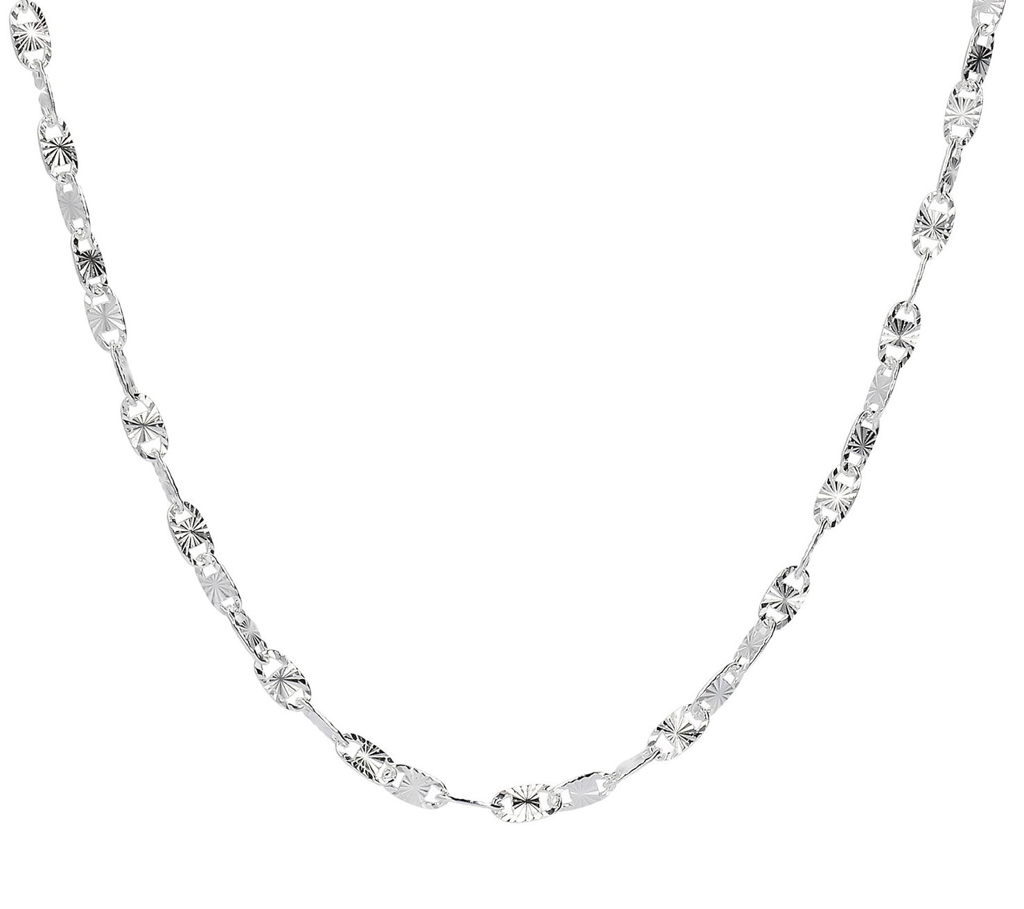 UltraFine Silve r 18" Diamond-C ut Confetti Lin k Necklace