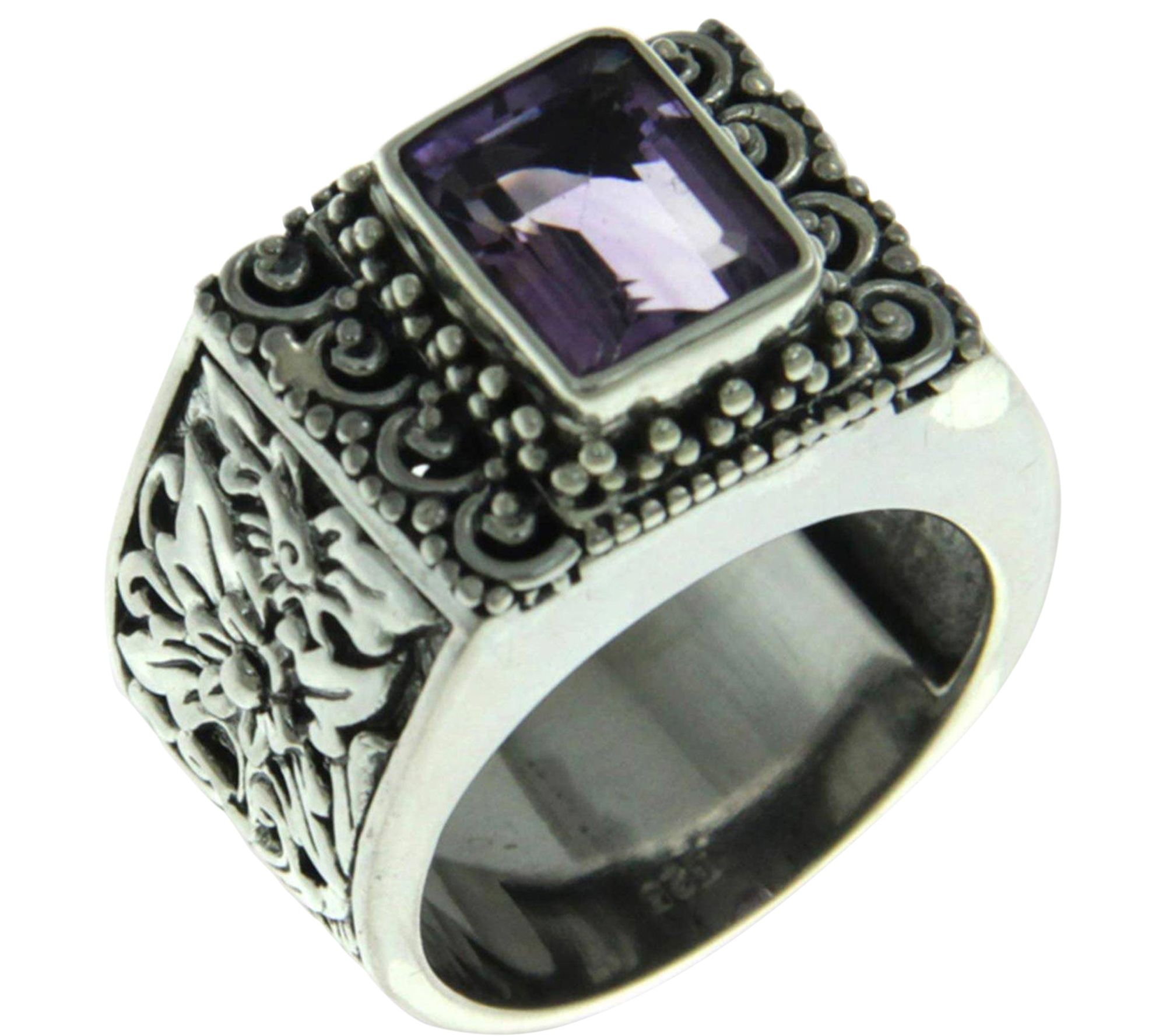 NOVICA NOVICA Artisan Handmade Ebony Cocktail Ring Crafted Wood Silver Sterling Indonesia