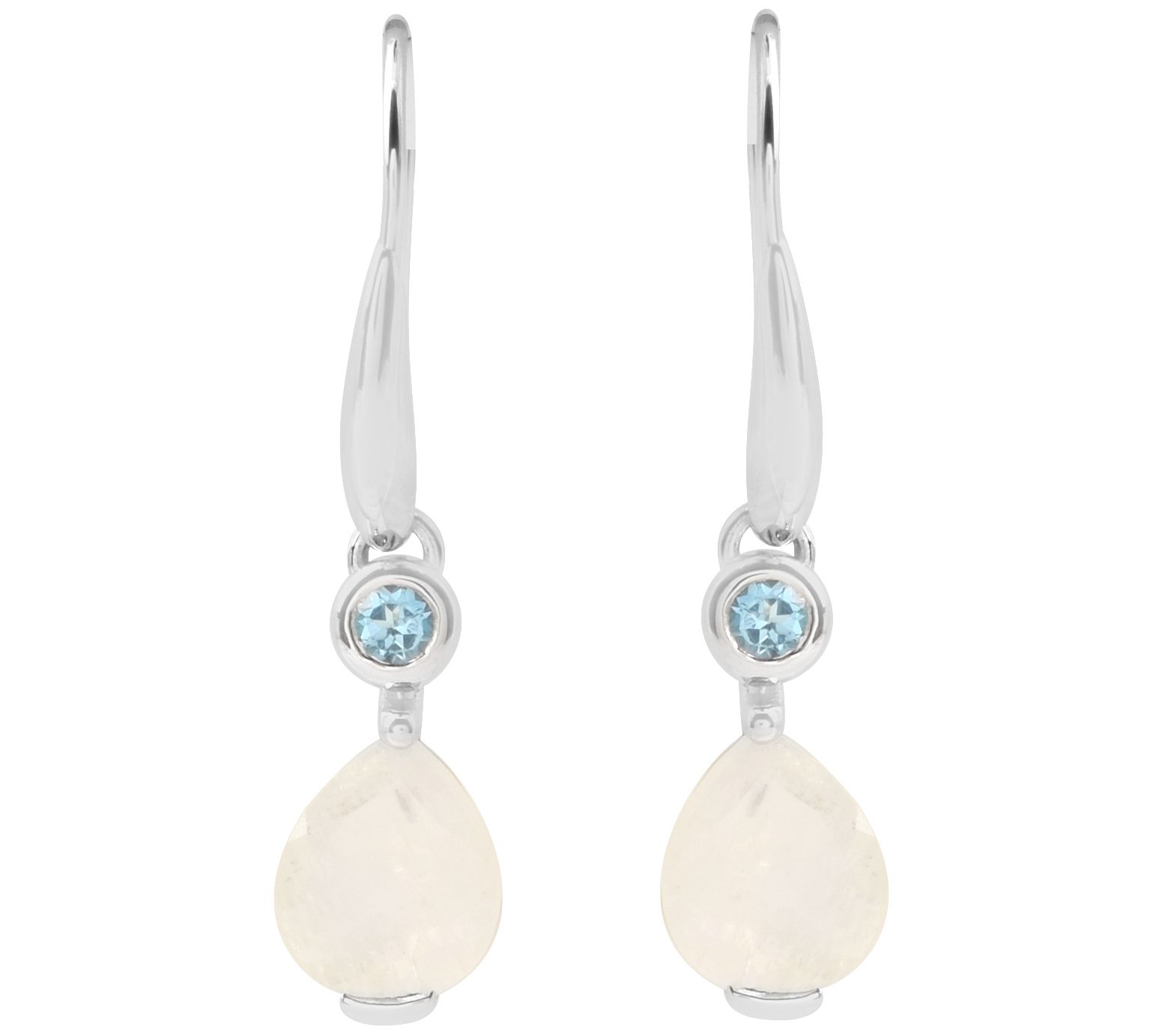 Sterling Silver Moonstone & Swiss Blue Topaz Dangle Earrings