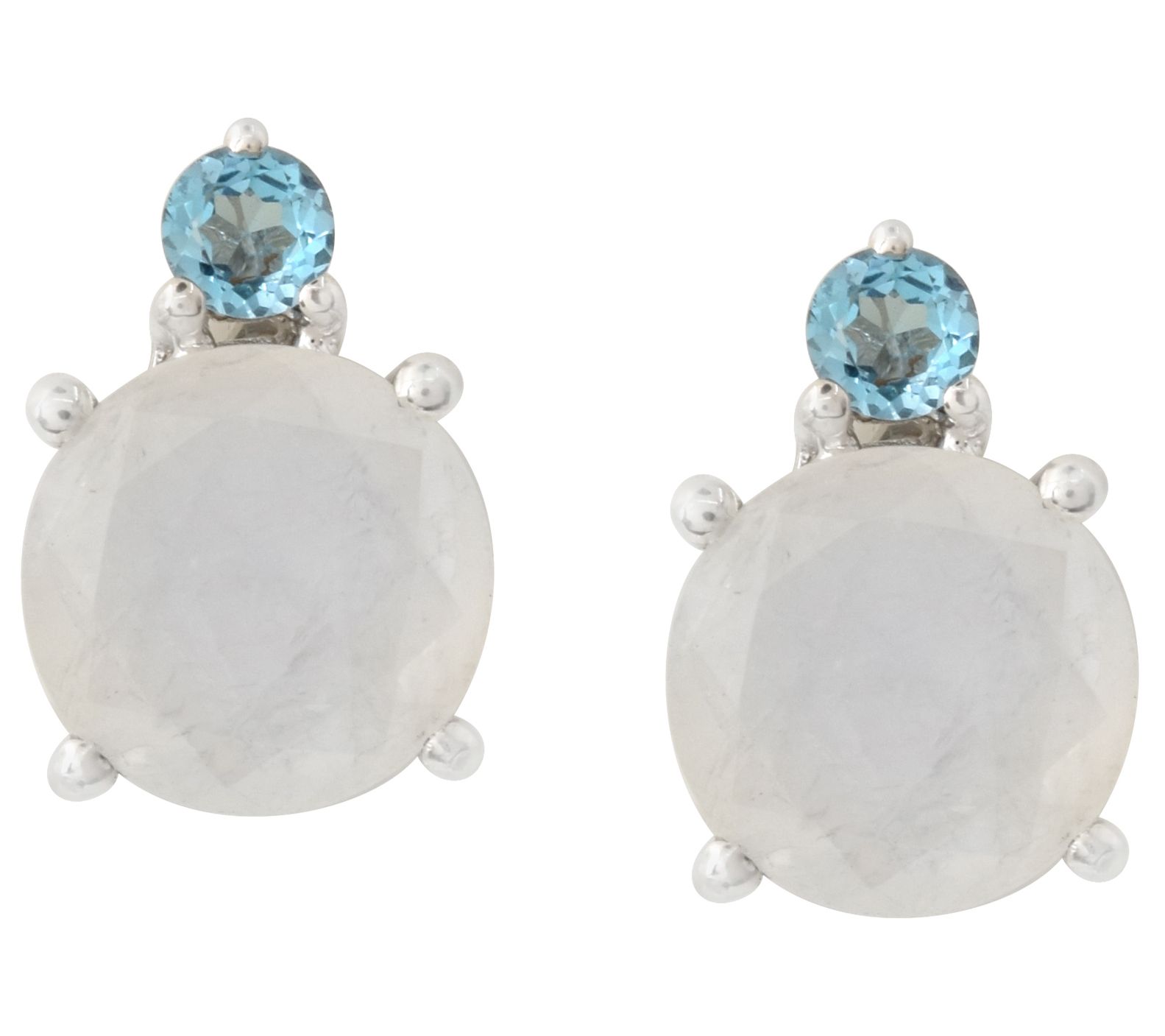 Sterling Silver Moonstone & Swiss Blue Topaz Earrings