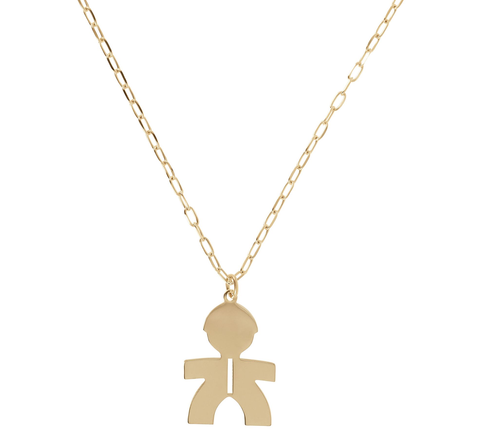 Italian Silver 18K Plated Boy Initial w/ Paperclip Link Chain
