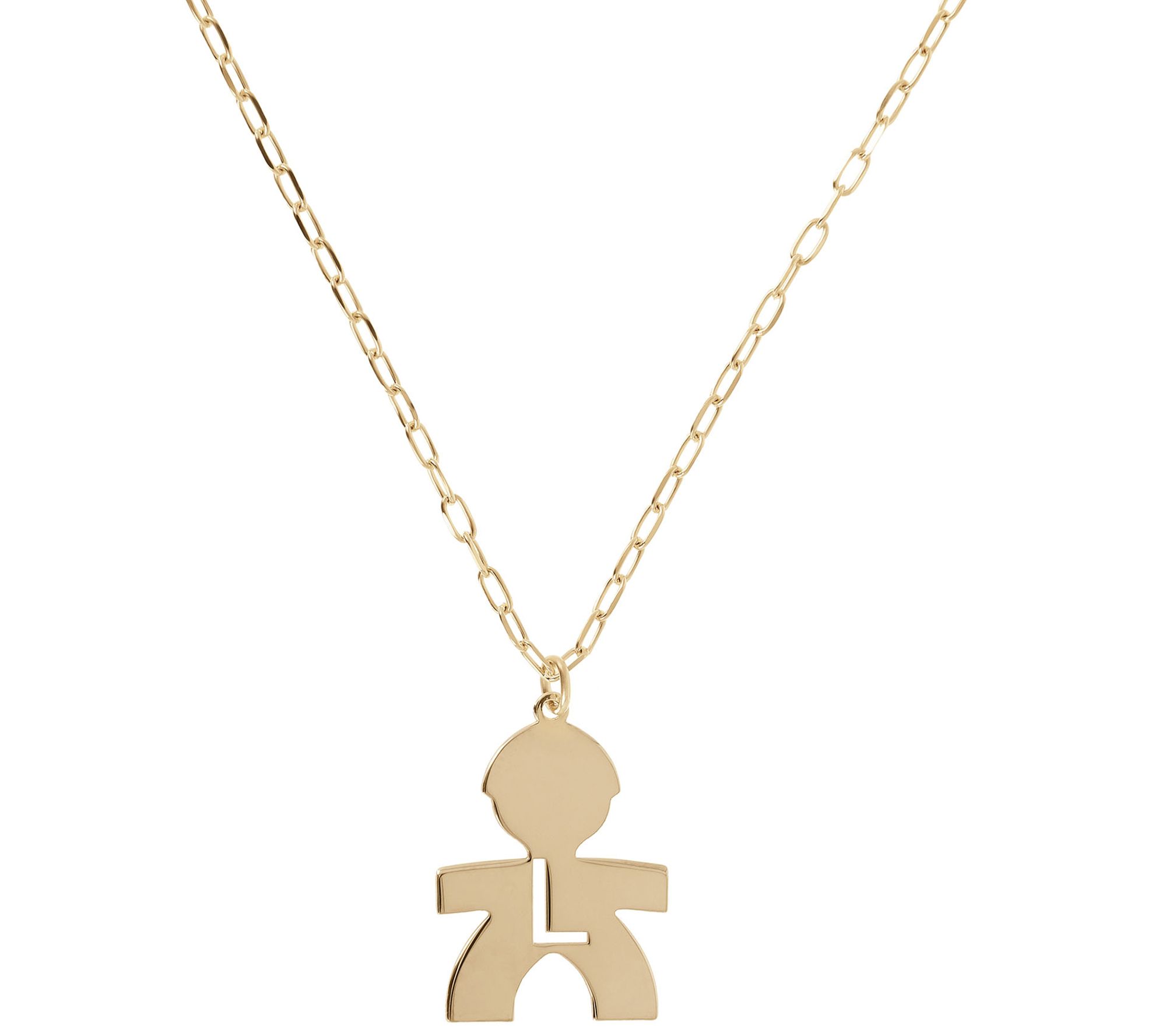 Italian Silver 18K Plated Boy Initial w/ Paperclip Link Chain