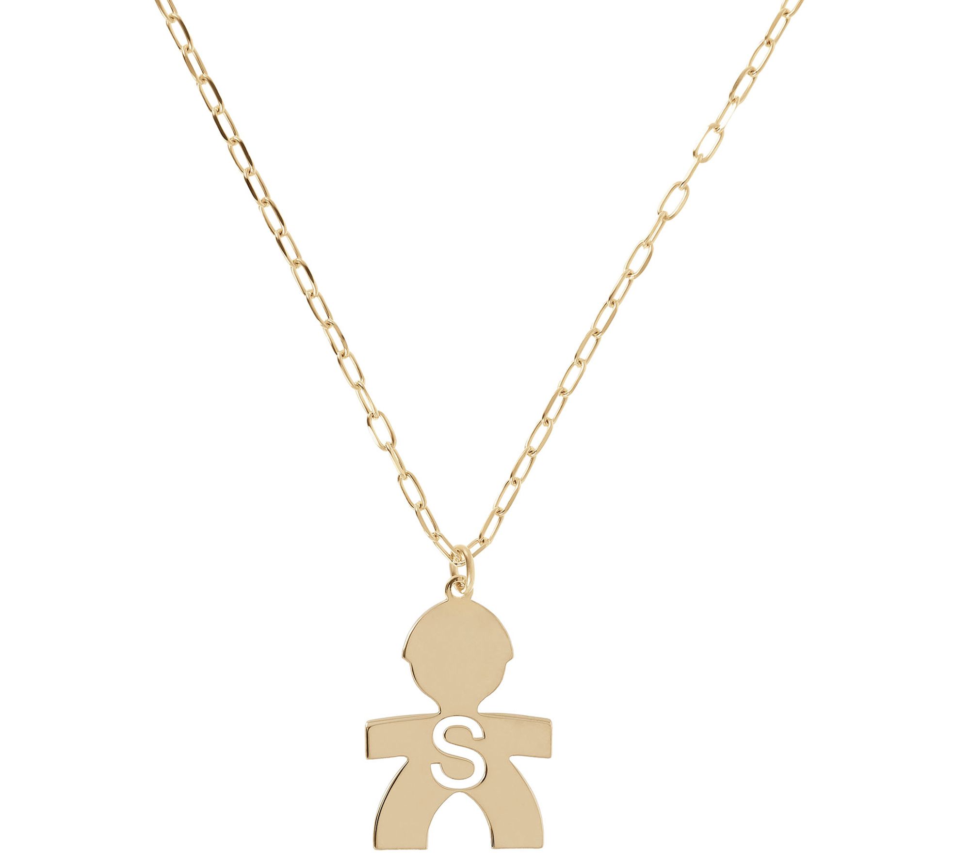 Italian Silver 18K Plated Boy Initial w/ Paperclip Link Chain