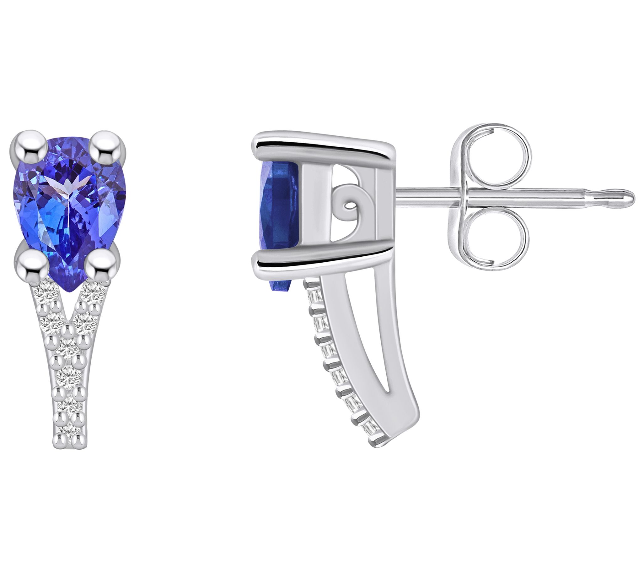 Affinity Gems 14K 0.80 cttw Tanzanite Diamond Acent Studs
