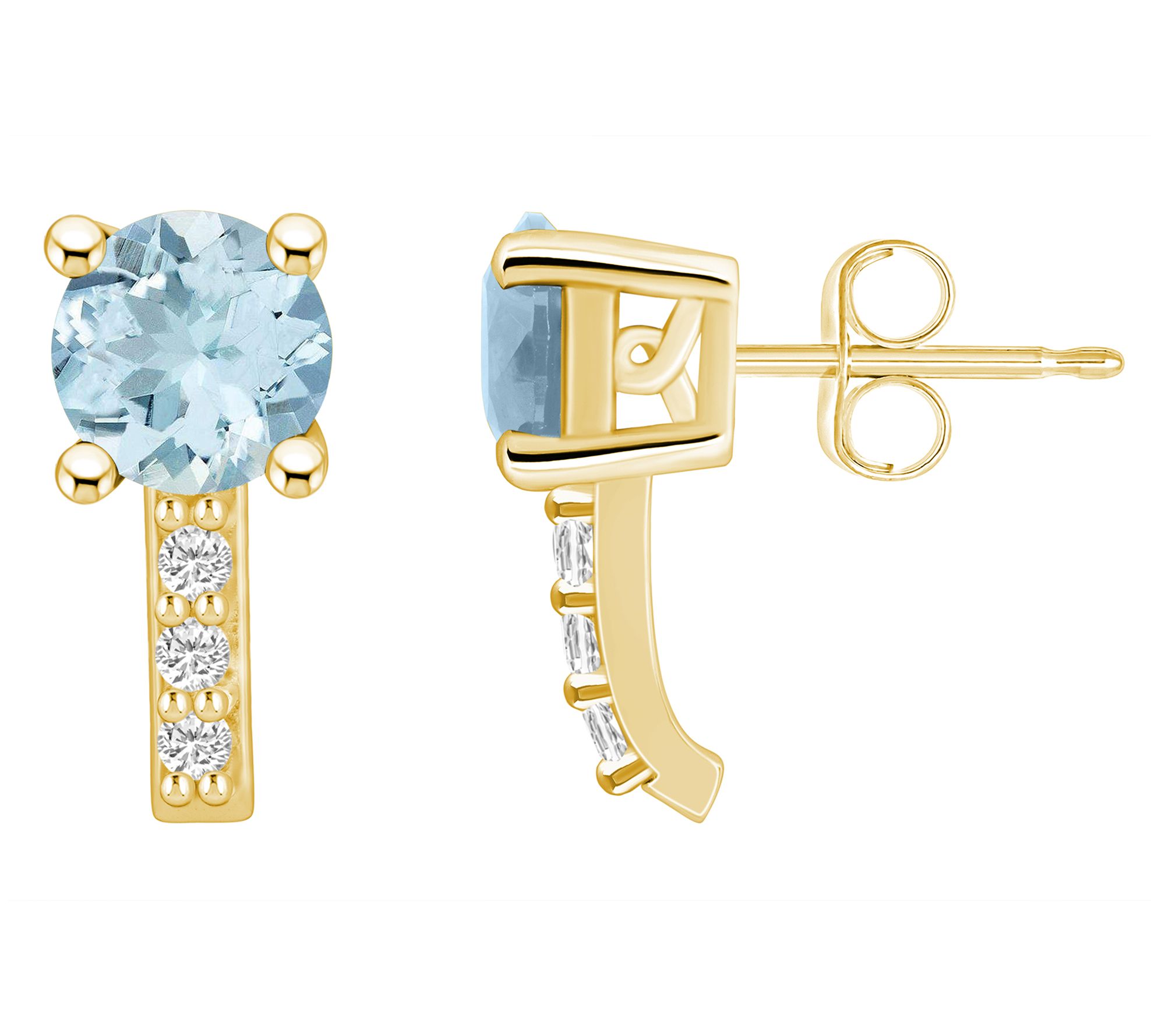 Affinity Gems 14K Gold Round Gemstone 0.10 cttw Diamond Studs