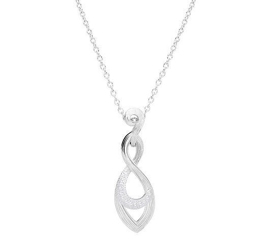 Ariva Sterling Silver Diamond Swirl Pendant w/ Chain