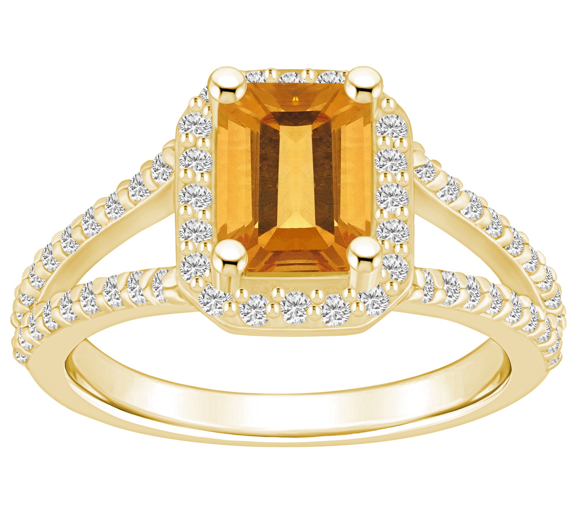 Affinity Gems Emerald Cut Gemstone & Diamond Ring, 14K Gold