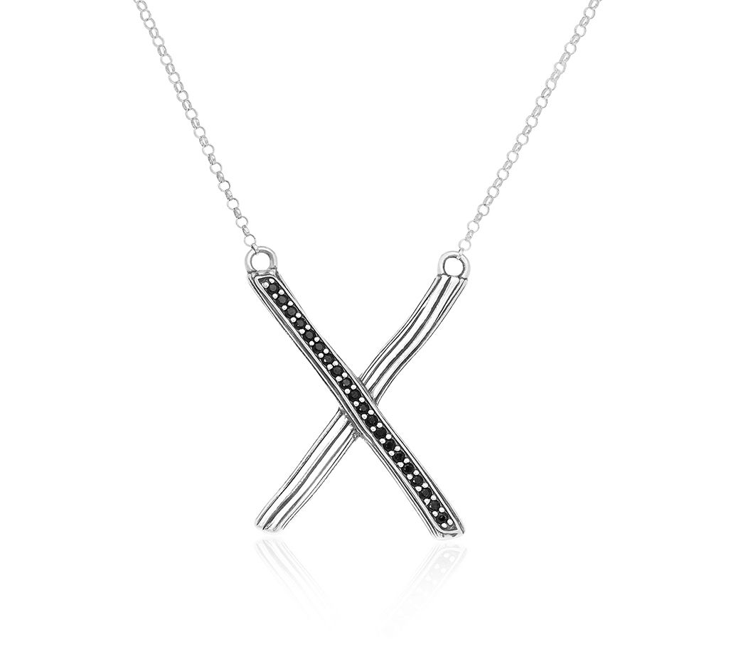 Or Paz Sterling Silver Gemstone X Necklace