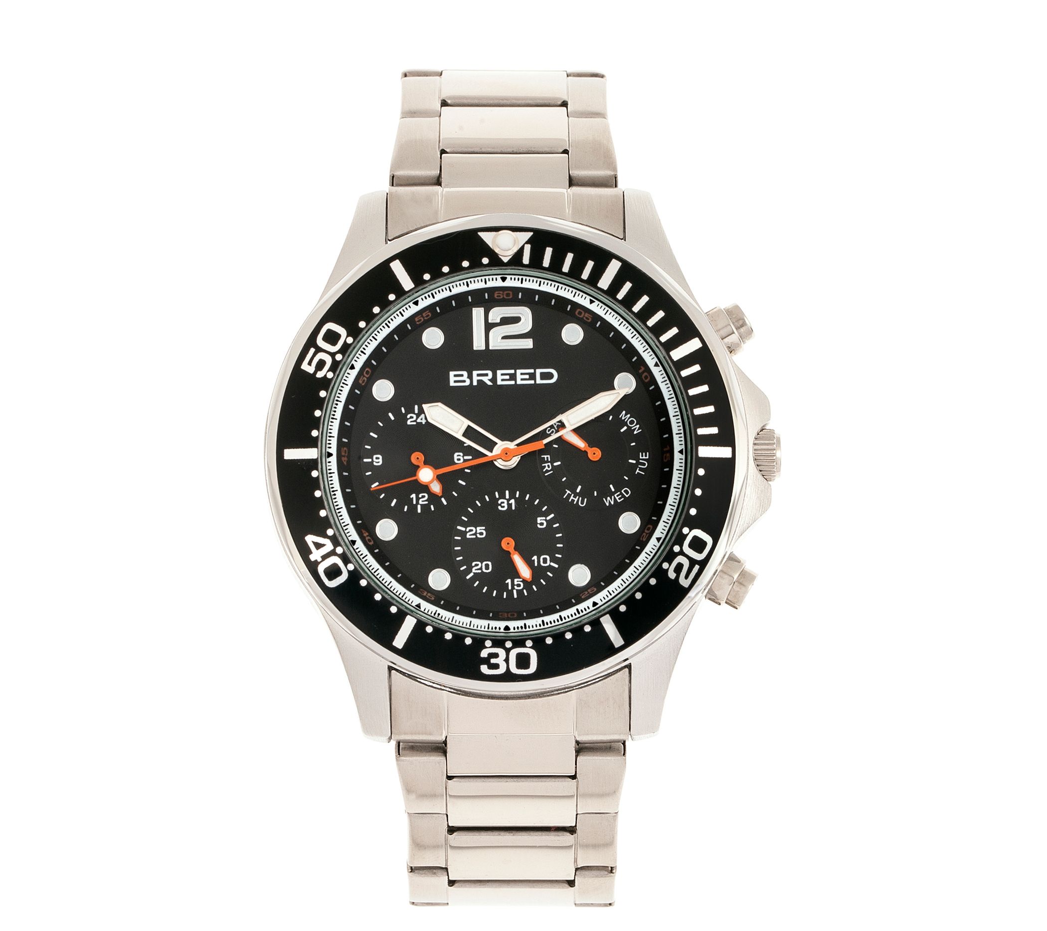 Breed Men's Pegasus Silvertone Black Dial Watch