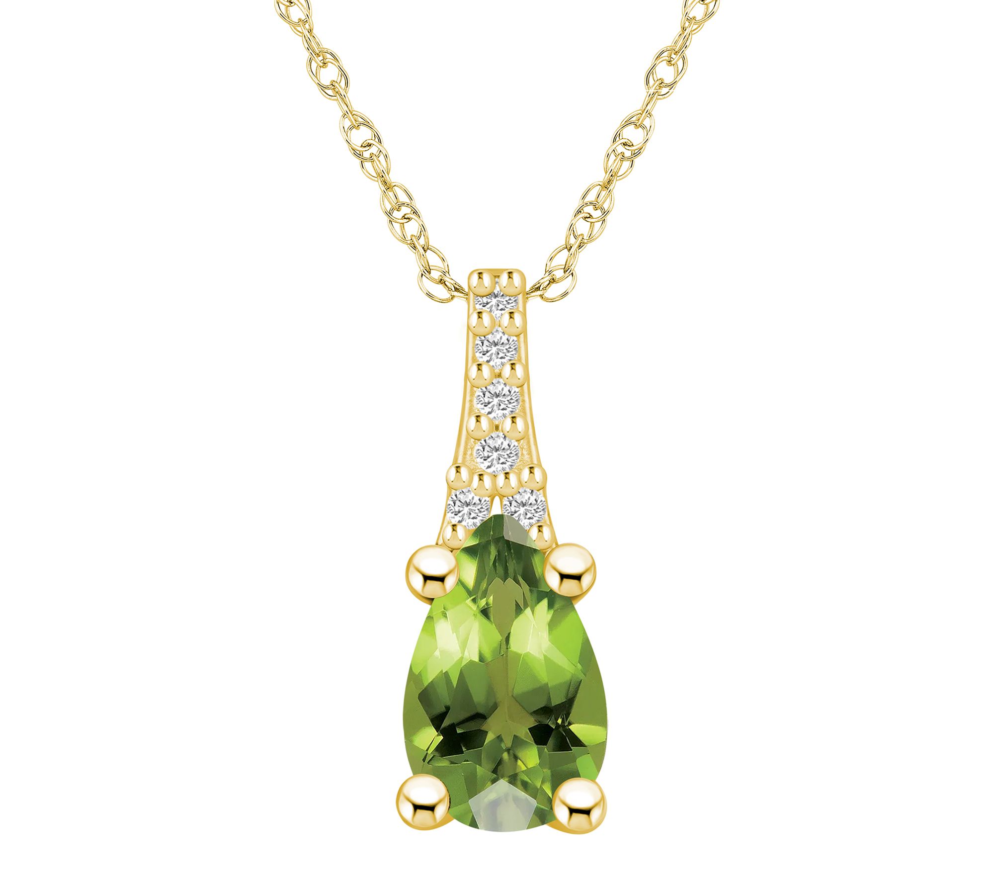 Affinity Gems Pear Gemstone & Diamond Pendant w/ Chain, 14K
