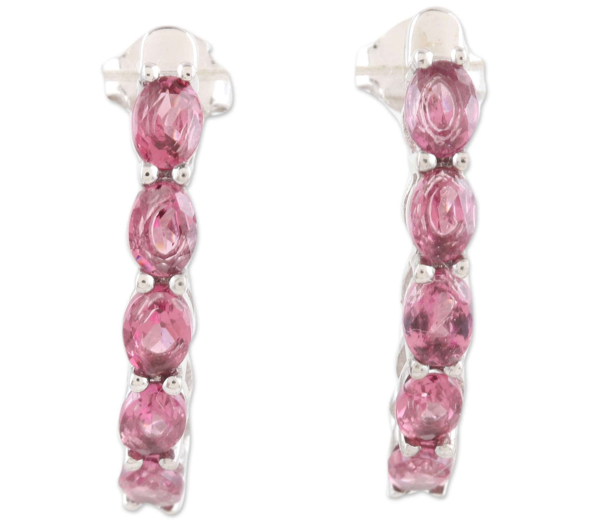 Novica Artisan Crafted Sterling Silver Garnet Drop Earrings