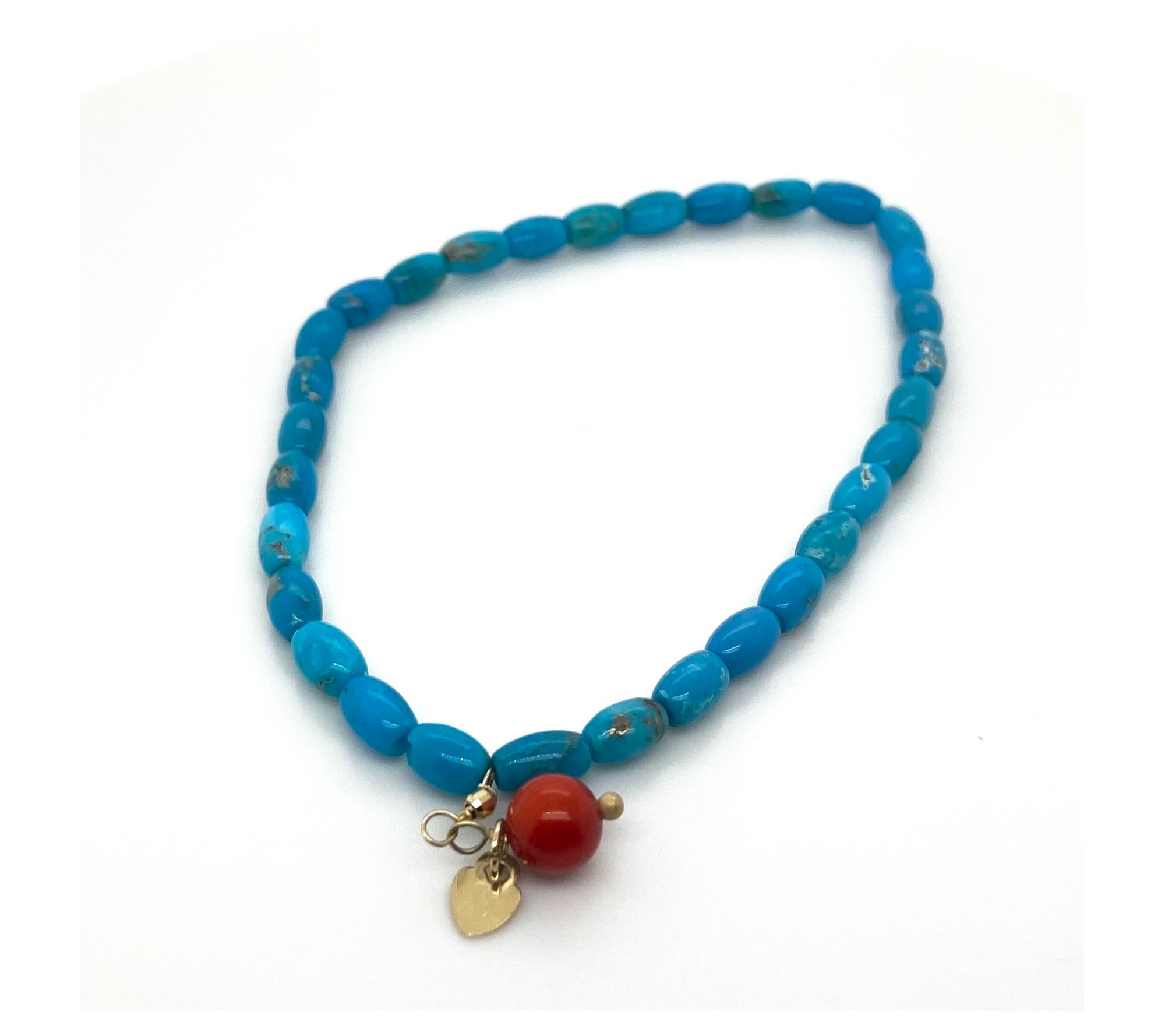 Alkeme 10K Gold Turquoise & Coral Charm Stretch Bracelet