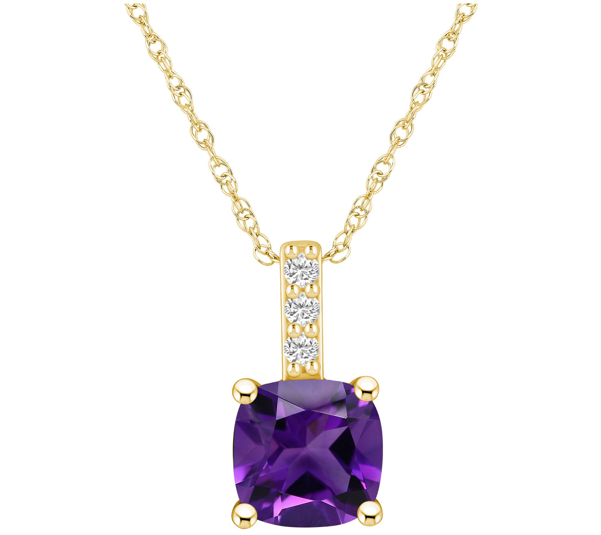 Affinity Gems Cushion Gemstone & Diamond Pendant w/ Chain, 14K