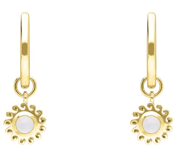 Goddaughters 14K Gold Clad Sun Dangle Huggie Hoop Earrings