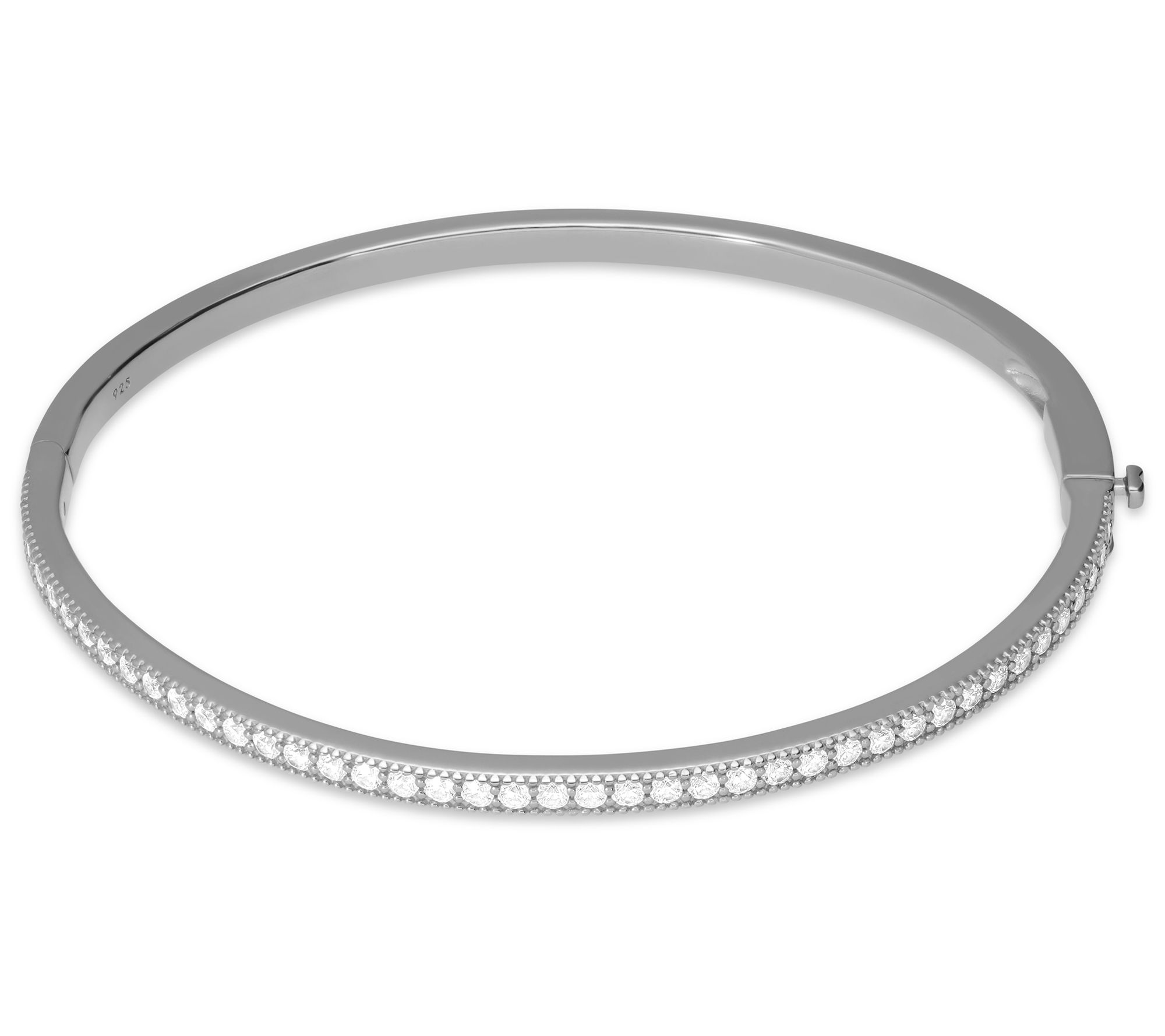 Diamonique 2.70 cttw Hinged Bangle, Sterling Silver