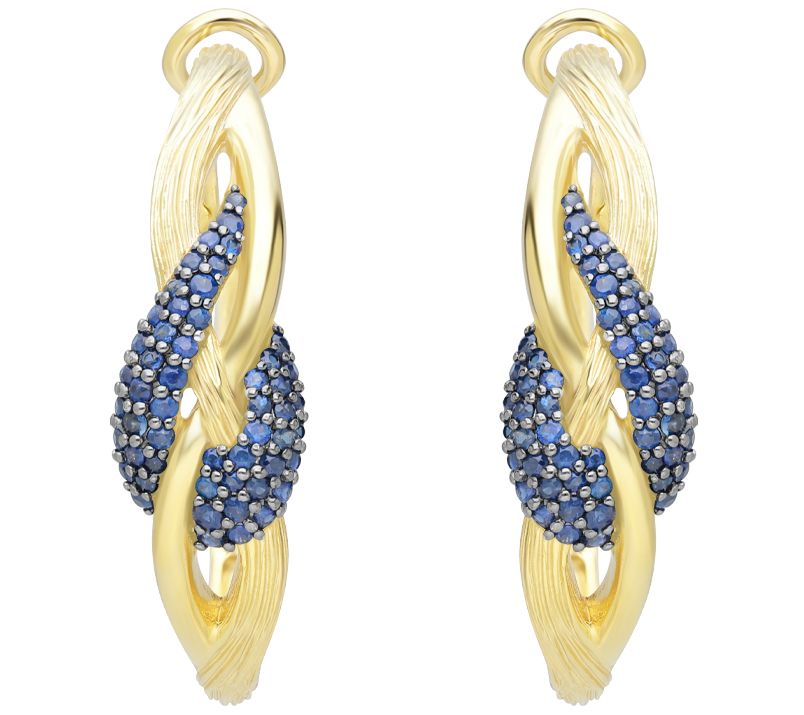Ariva 18K Gold Clad Sapphire Pave Swirl Hoop Earrings