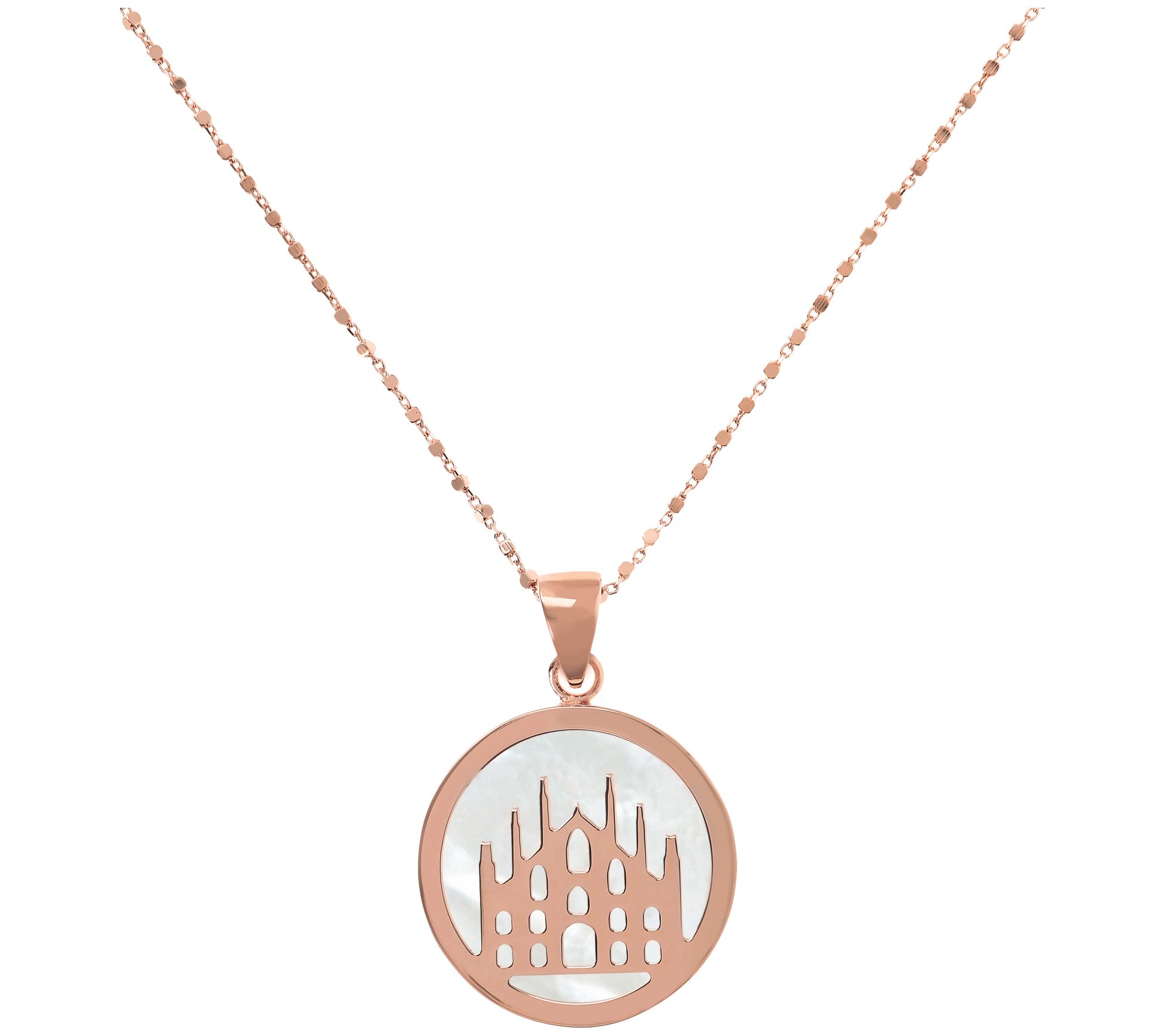 Bronzo Italia Milan Cathedral Gemstone Pendantw/ 36" Chain