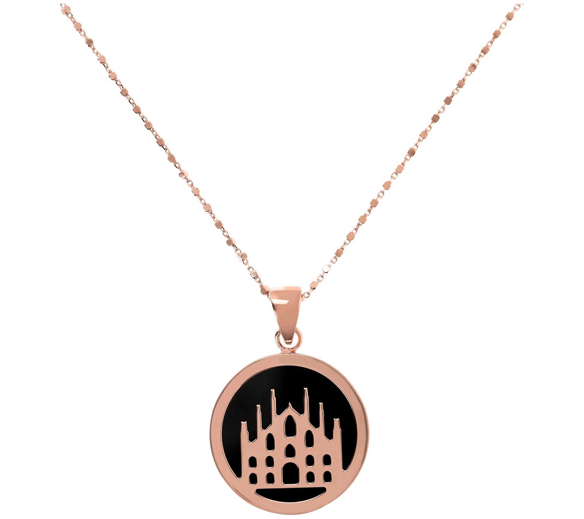 Bronzo Italia Milan Cathedral Gemstone Pendantw/ 36" Chain