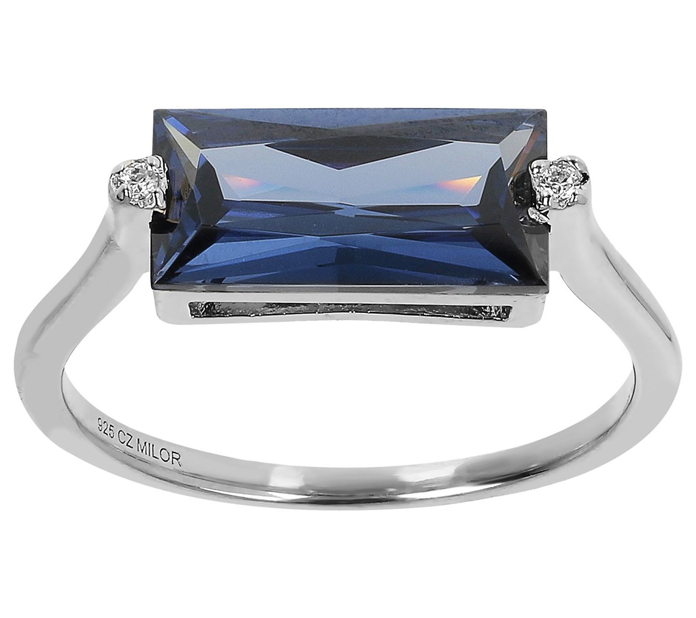 Diamonique 3.80 cttw Baguette Solitaire Ring, Sterling Silver