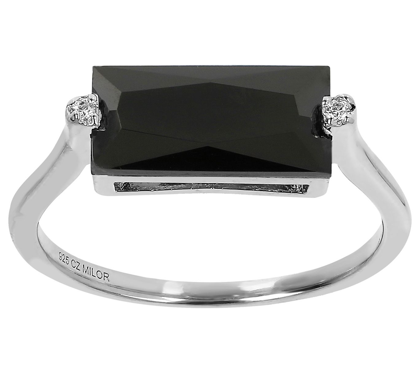 Diamonique 3.80 cttw Baguette Solitaire Ring, Sterling Silver
