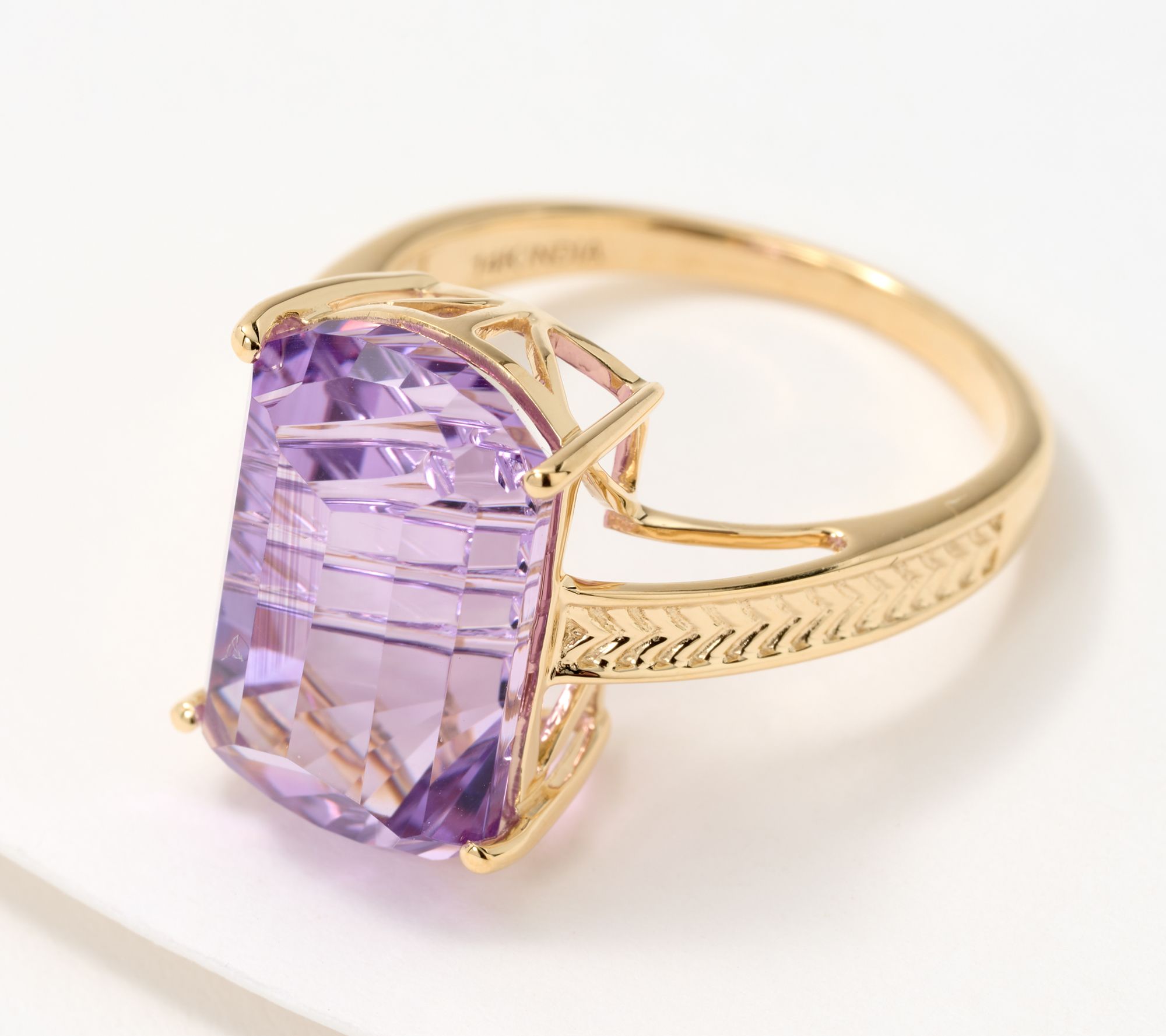 Glenn Lehrer Nine Point Star Cut Gemstone & Diamond Ring, Size 4, Pink Amethyst