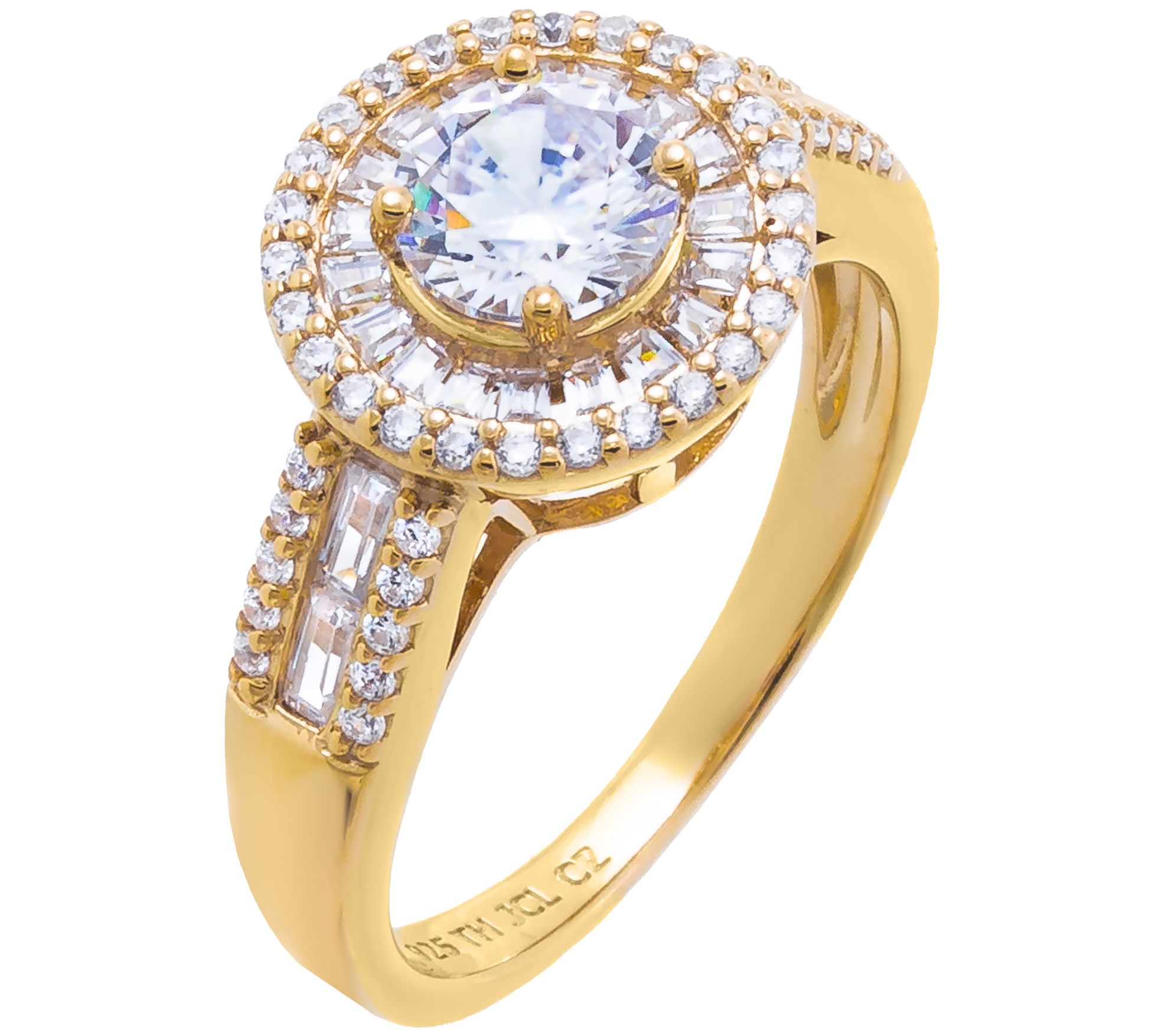 Diamonique Double Halo Statement Ring, Sterling Silver