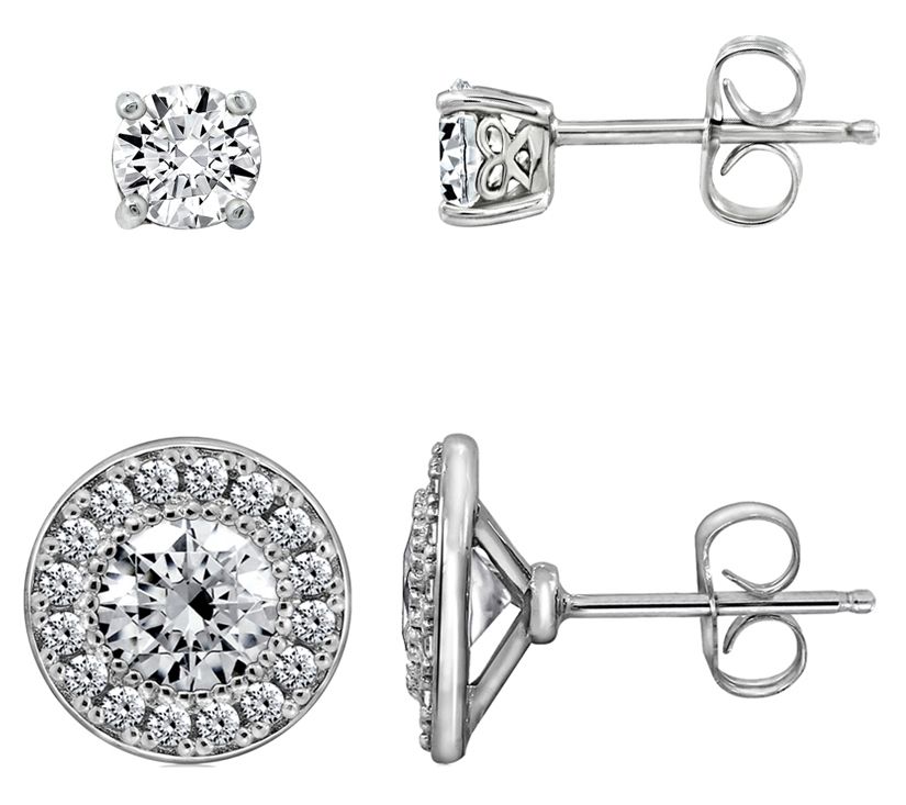 Diamonique 3.55 cttw Set of 2 Boxed Earrings, Sterling Silver