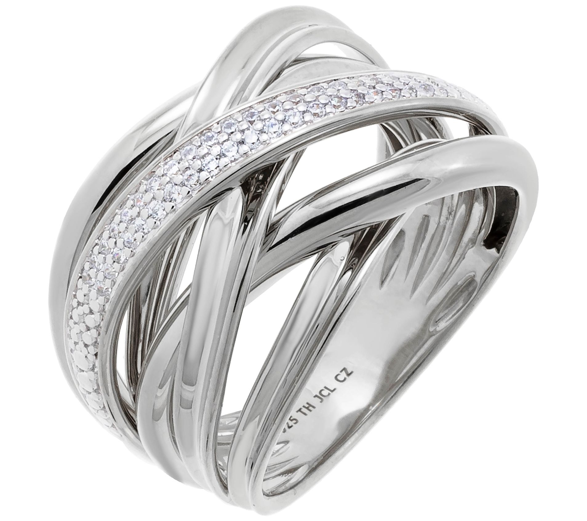 Diamonique X Jennifer Miller Criss-Cross Ring, Sterling Silver