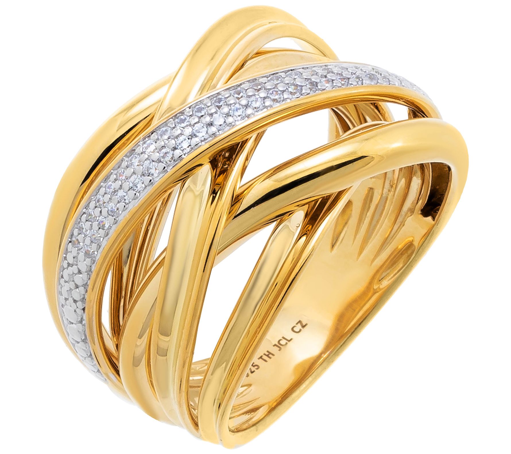 Diamonique X Jennifer Miller Criss-Cross Ring, Sterling Silver