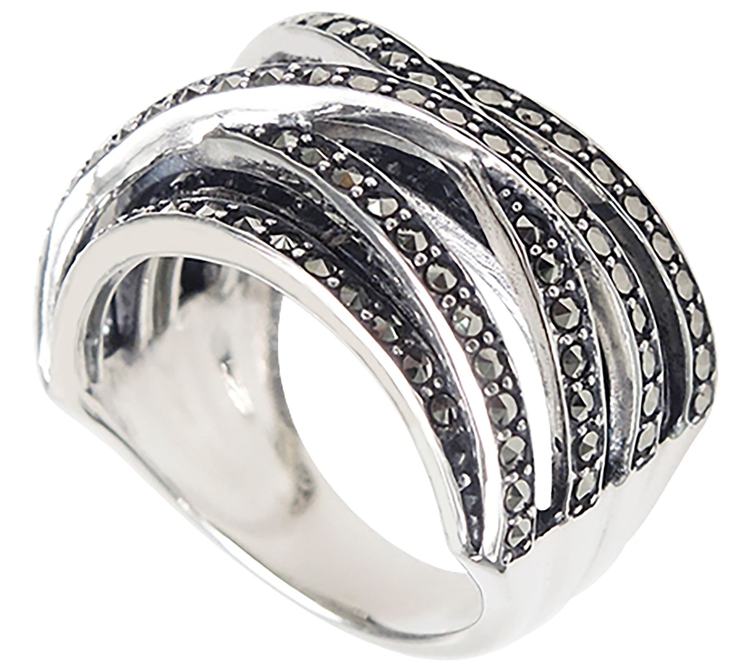 Suspicion Sterling Silver Marcasite Highway Ring - QVC.com