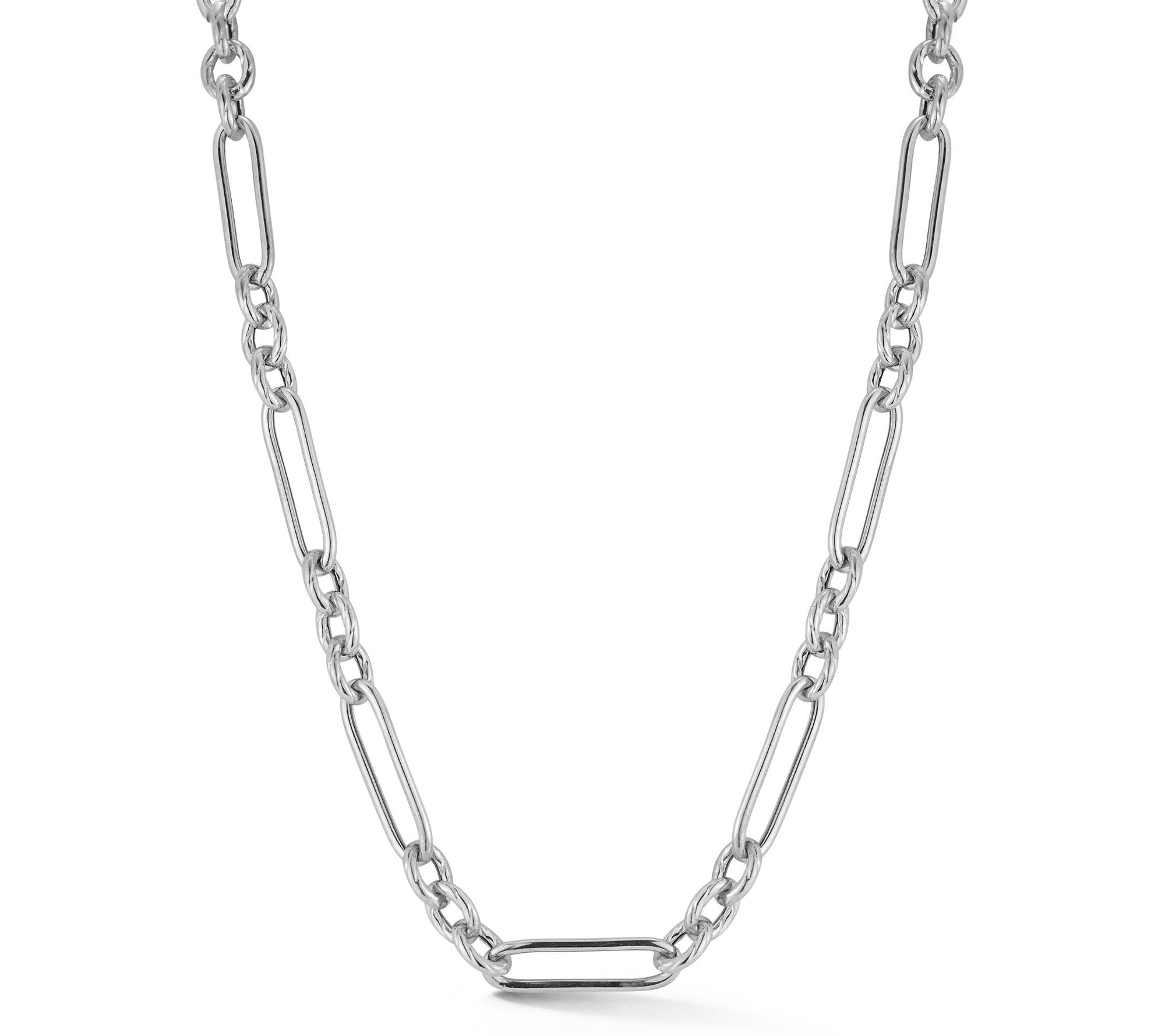 Italian Silver Oval and Twist Link Chain Necklace, Sterling