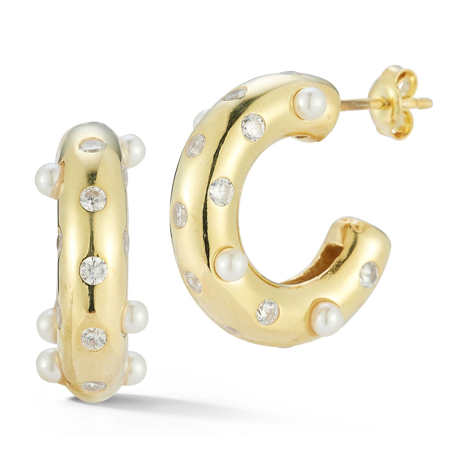 Sterlina Silver Cultured Pearl Hoop Earrings, Sterling