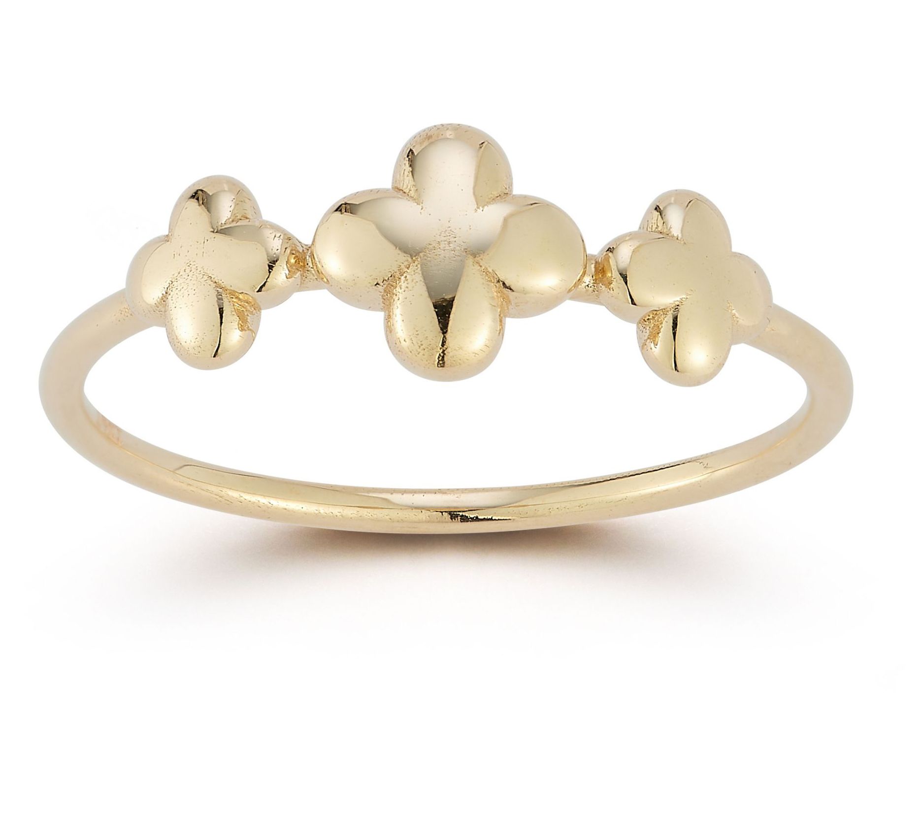 Luminosa Gold Triple Puffed Clover Station Ring, 14K