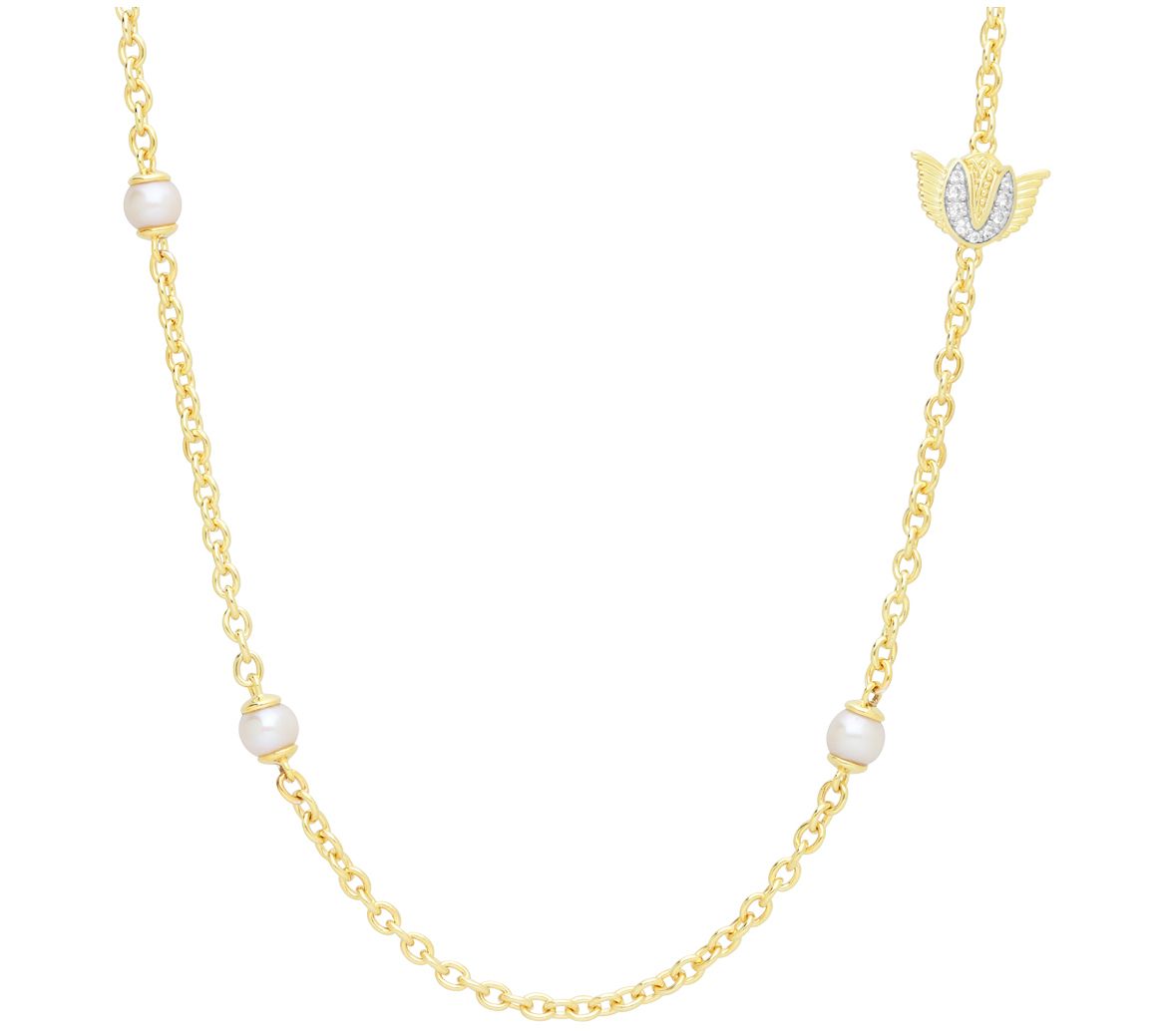 Goddaughters 14K Clad Cultured Pearl & White Topaz Necklace