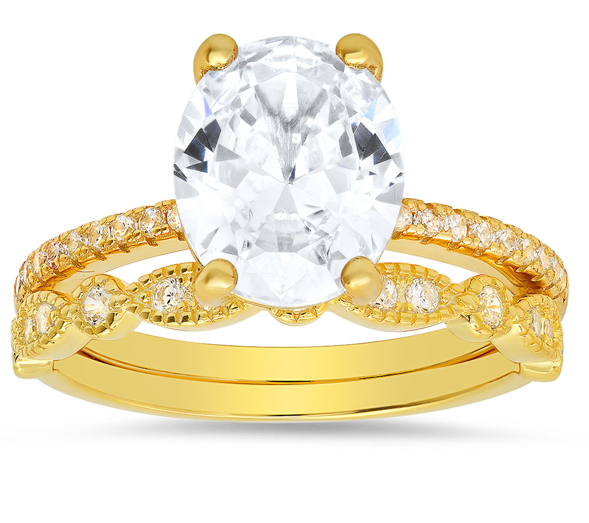 Sterling Silver Simulated Diamond Stackable Ring Set