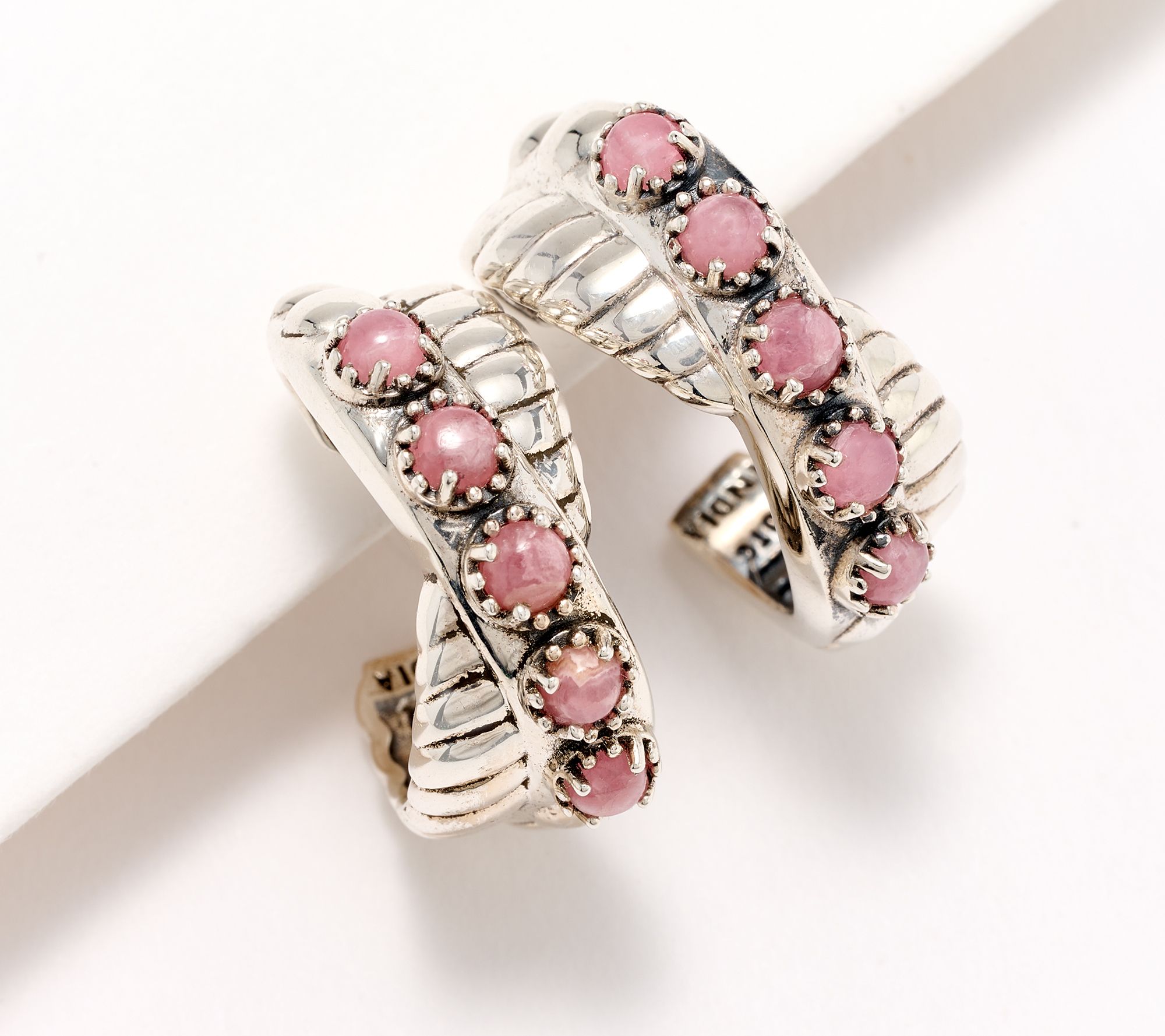 American West Sterling Silver & Gemstone Twist Hoop Earrings