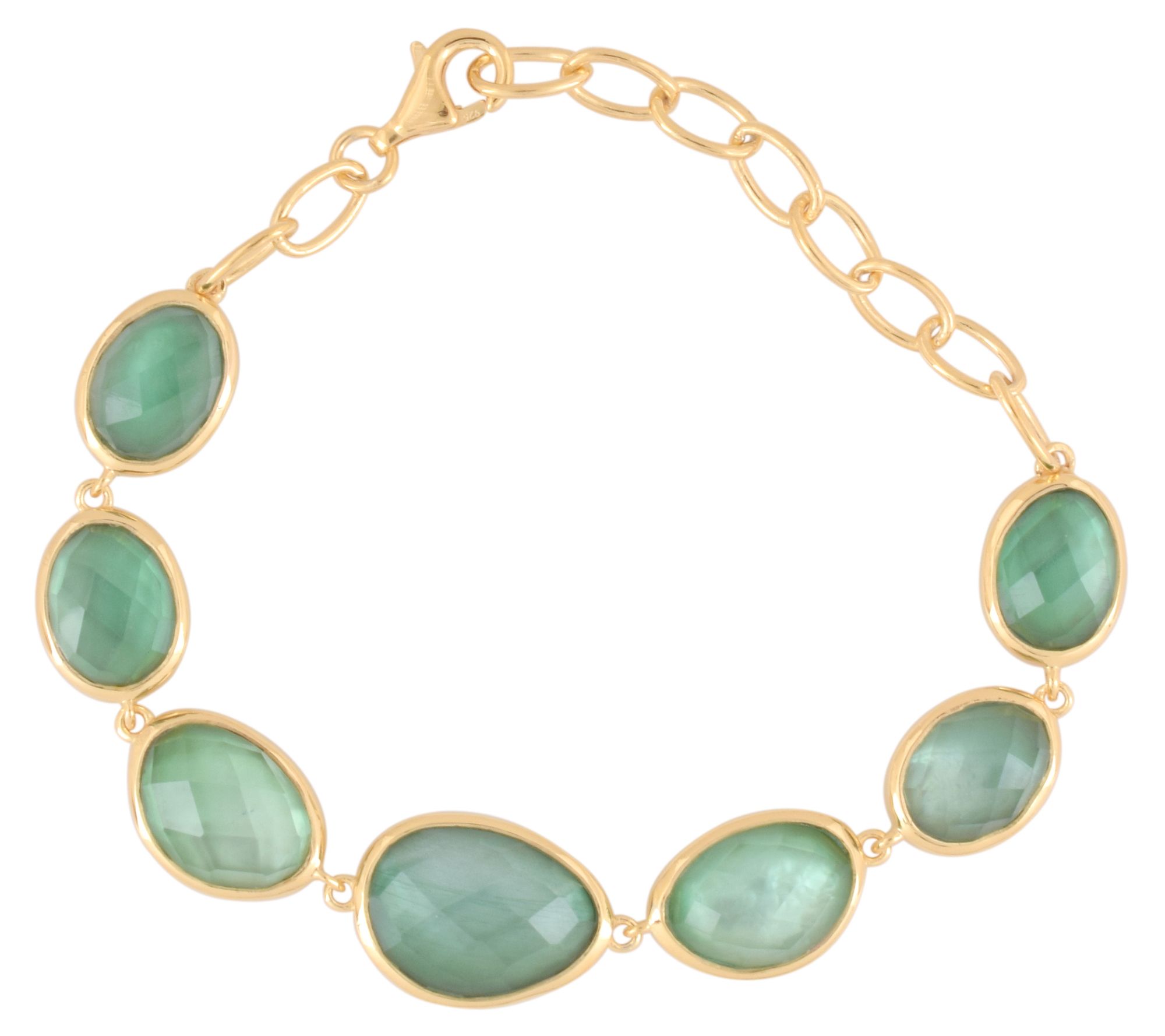 Affinity Gems 14K Plated Green Shell & Quartz Doublet Bracelet