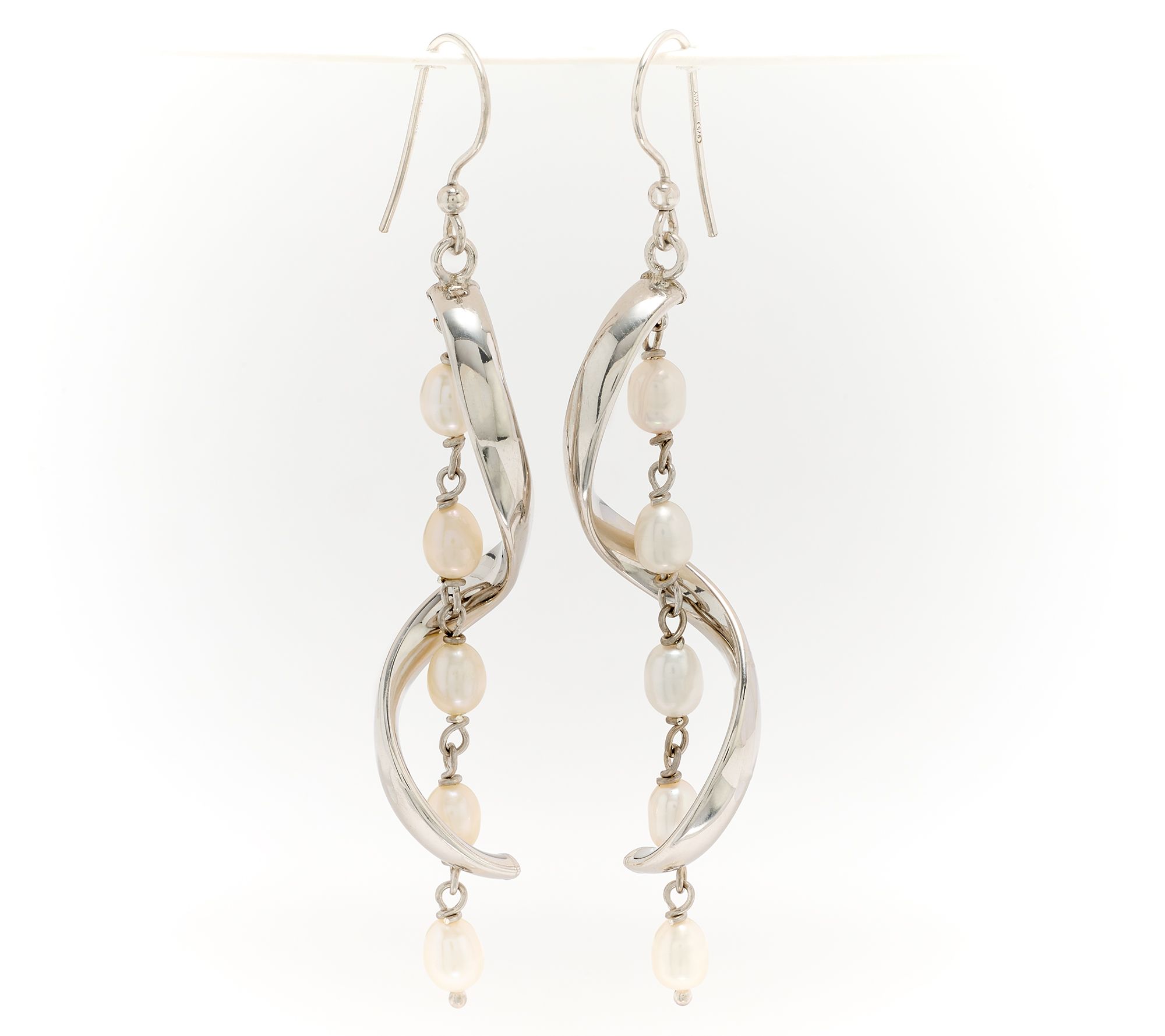 "As Is" Honora Cultured Pearl Swirl Dangle Earrings, Sterling Silver