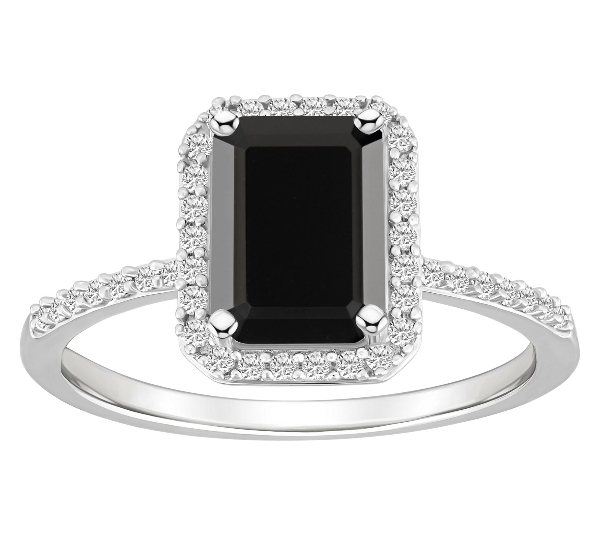 Affinity Gems Emerald Cut Gemstone Halo Ring, 10K White Gold