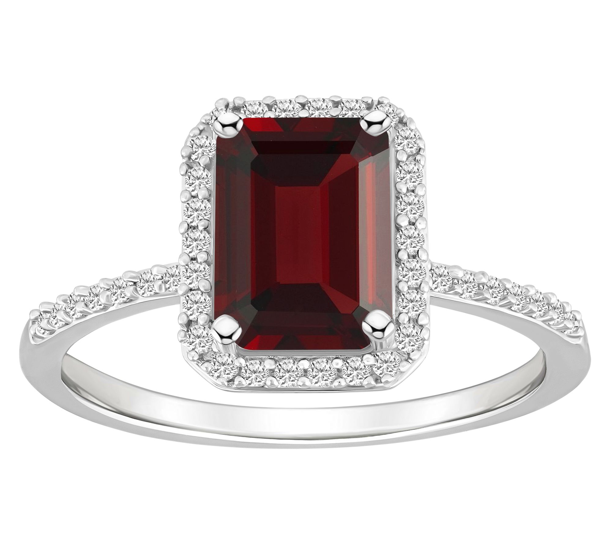 Affinity Gems Emerald Cut Gemstone Halo Ring, 10K White Gold
