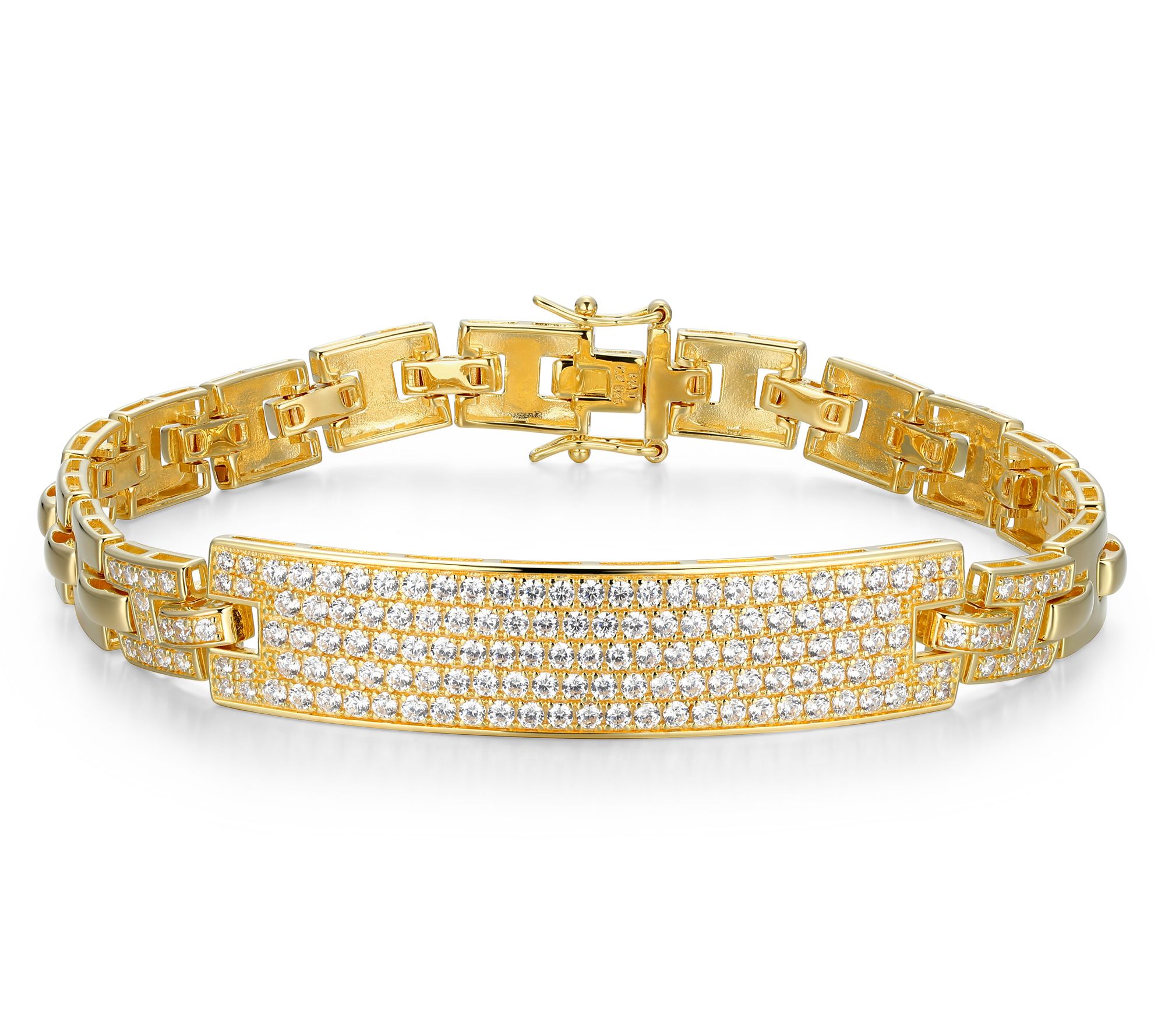 Diamonique Men's 5.60 cttw Pave Tag Bracelet, Sterling Silver
