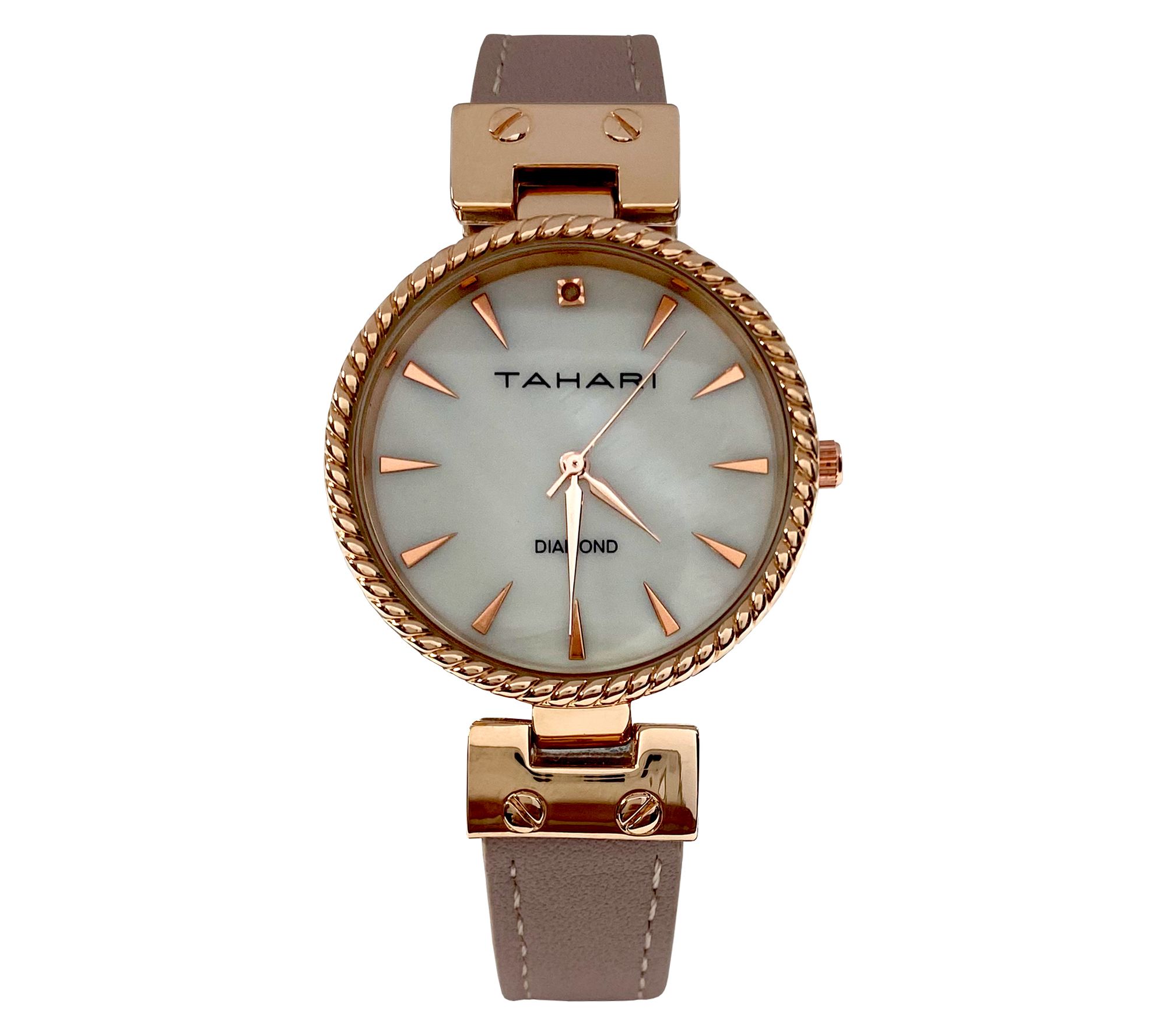 Tahari Women's Rosetone Stainless Diamond Accent Watch