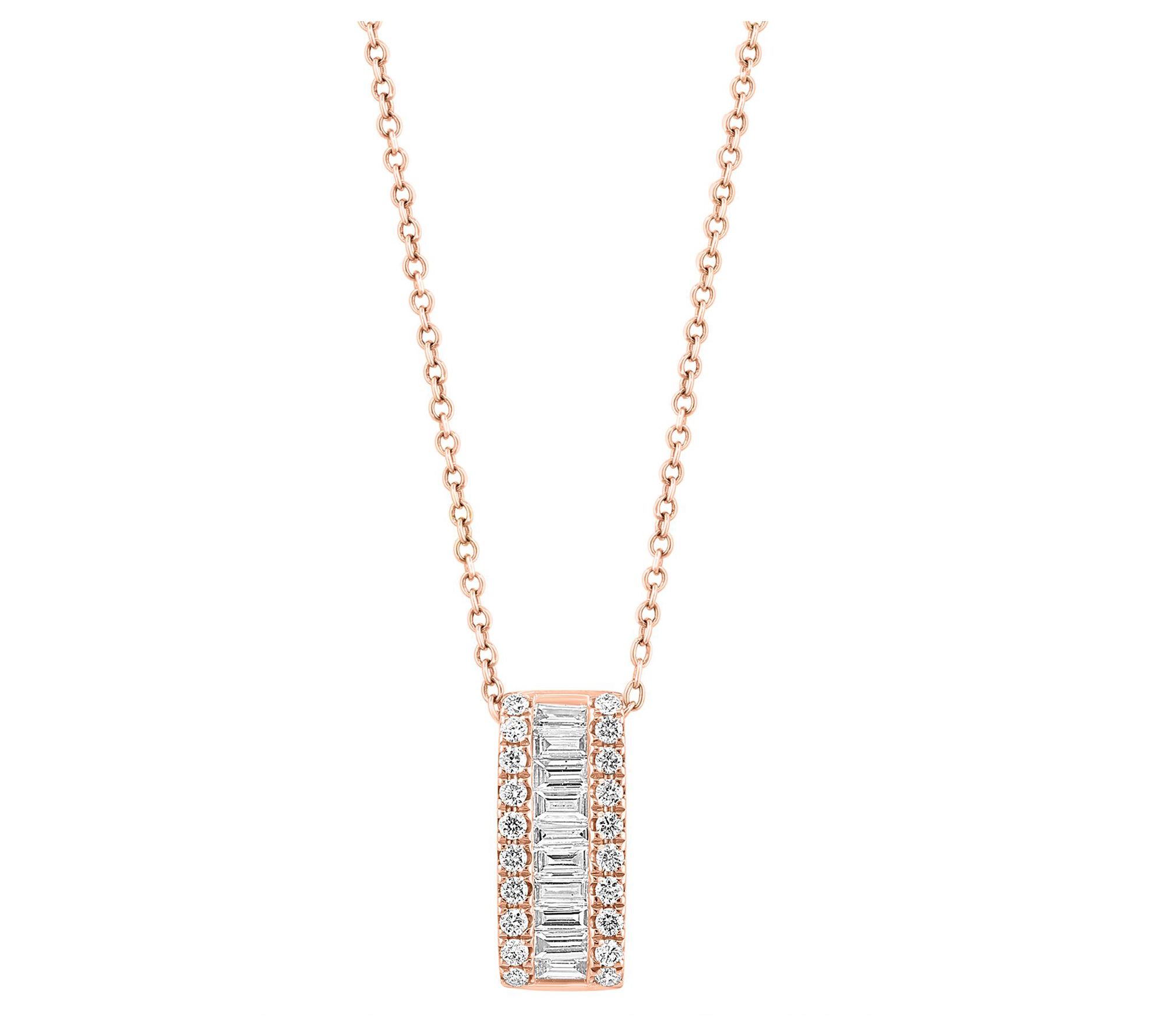Effy Diamond Vertical Bar Necklace, 14K Rose Gold