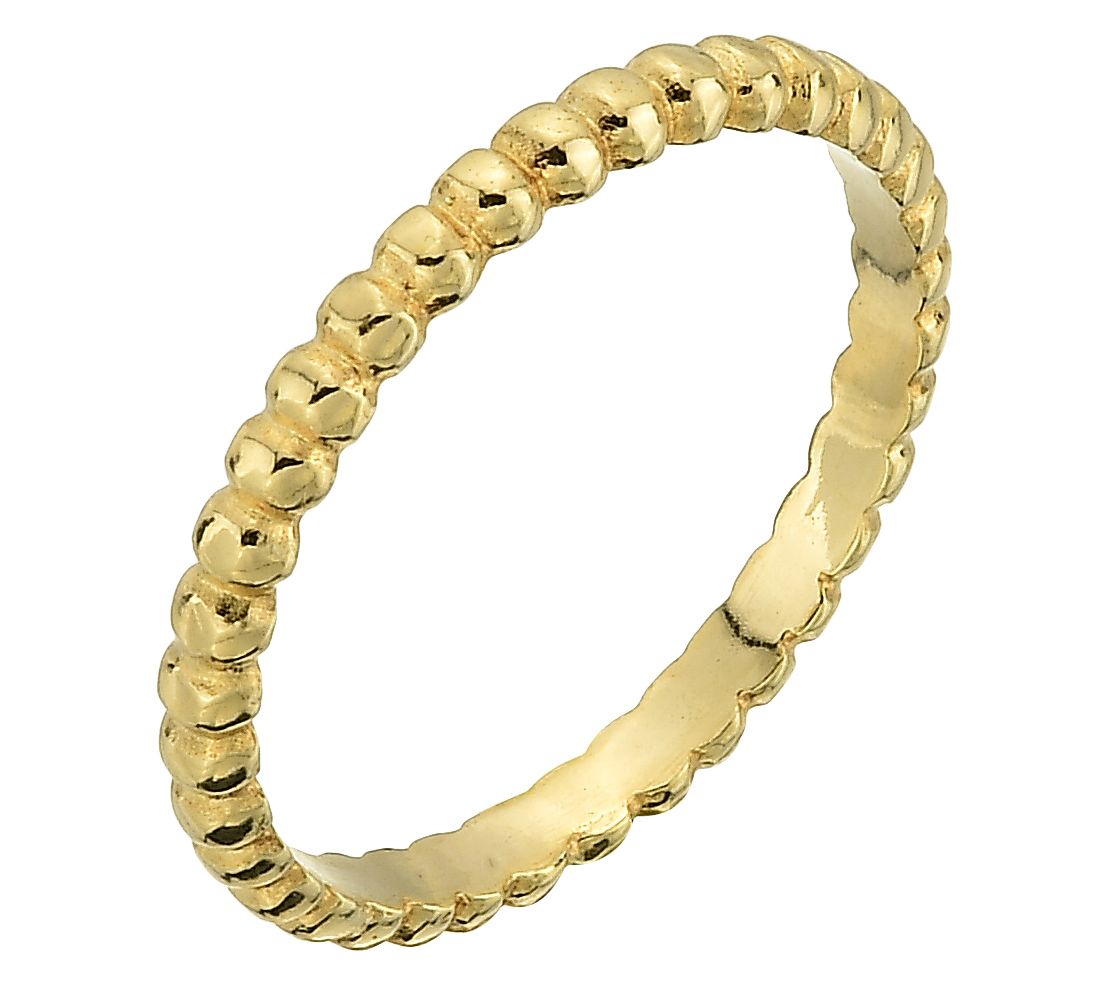 Adorna 14K Gold Beaded  Design Polished Band Ring