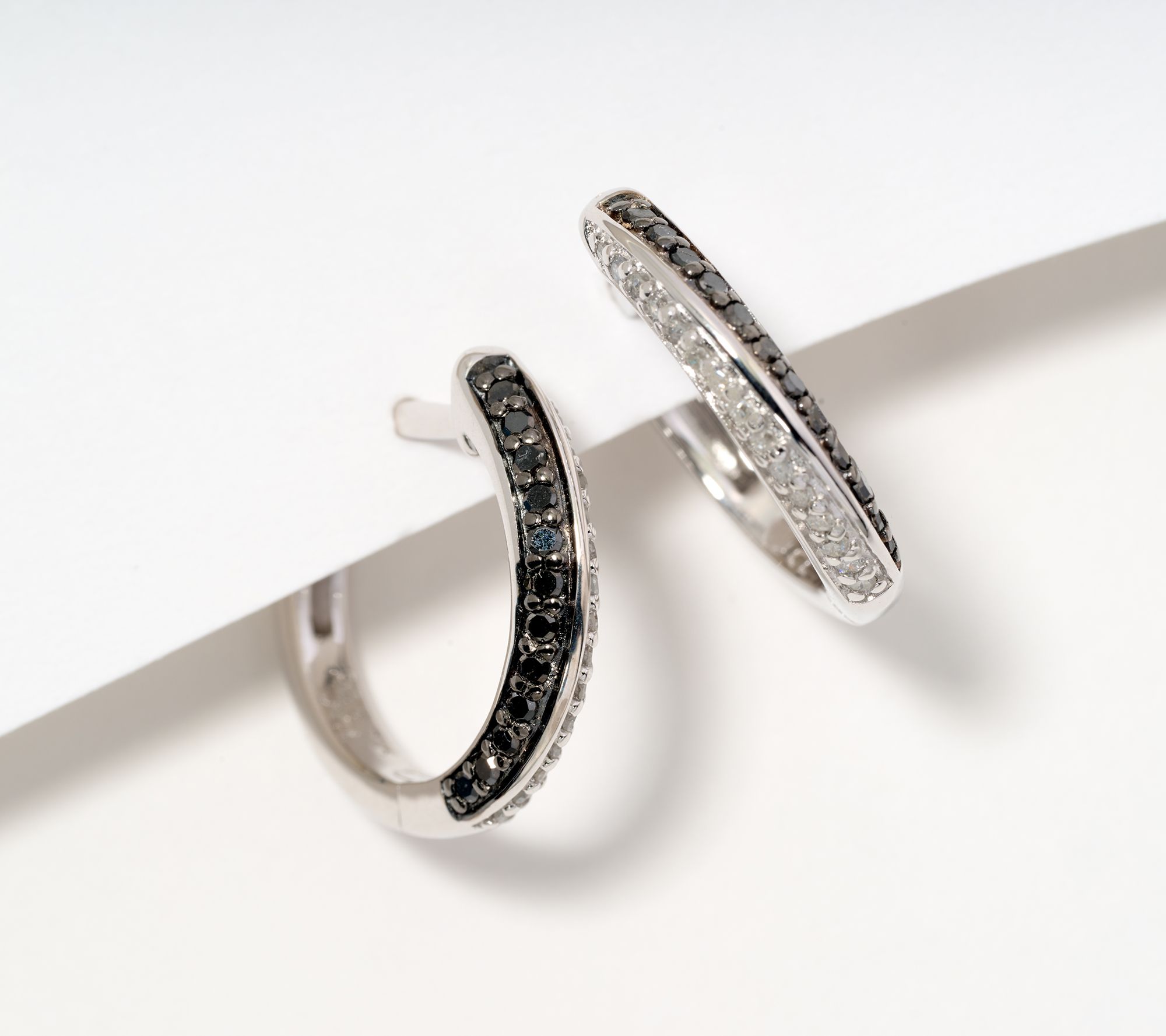 Affinity Diamonds Half & Half Huggie Hoop Earrings, Sterling Silver