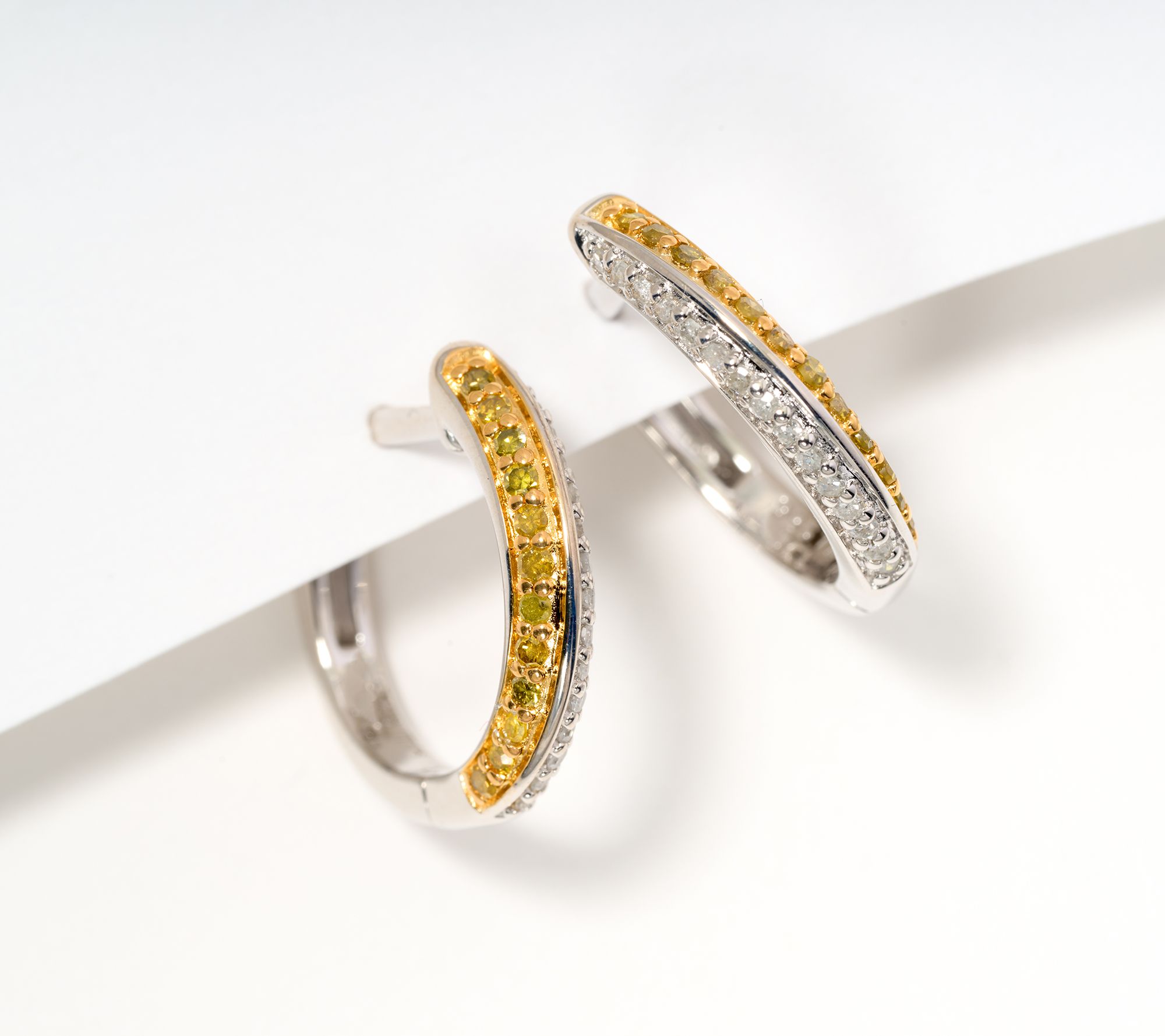 Affinity Diamonds Half & Half Huggie Hoop Earrings, Sterling Silver