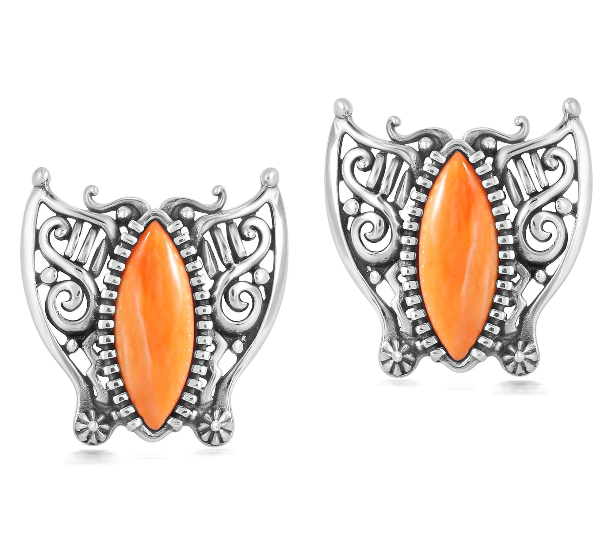 American West Sterling Silver Butterfly Gemstone Stud Earrings